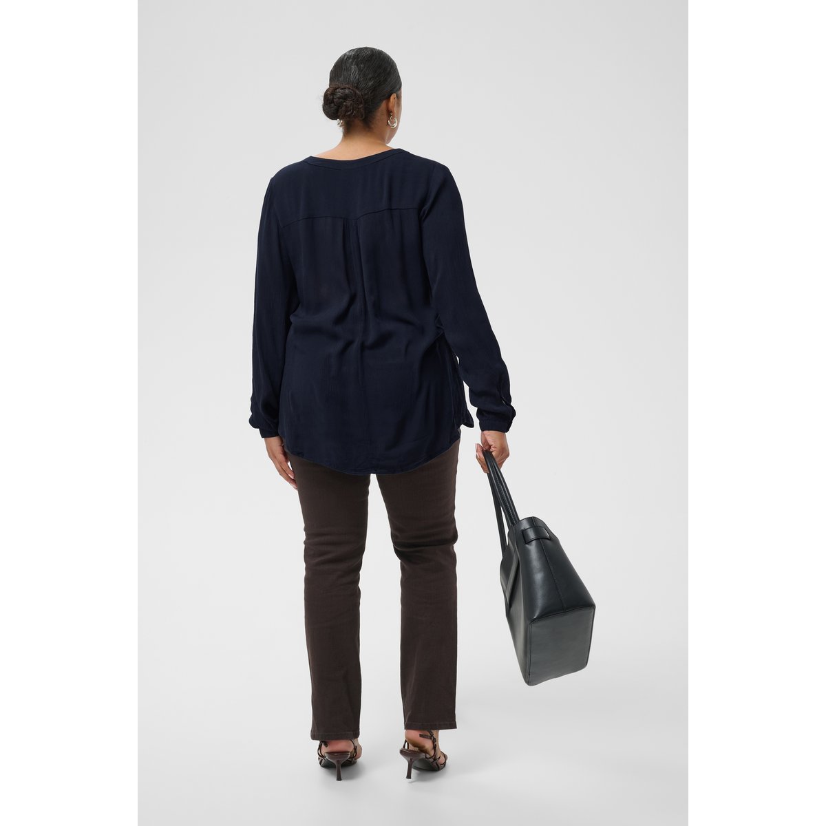 Blouse à manches longues bleu midnight marine, KAFFE CURVE