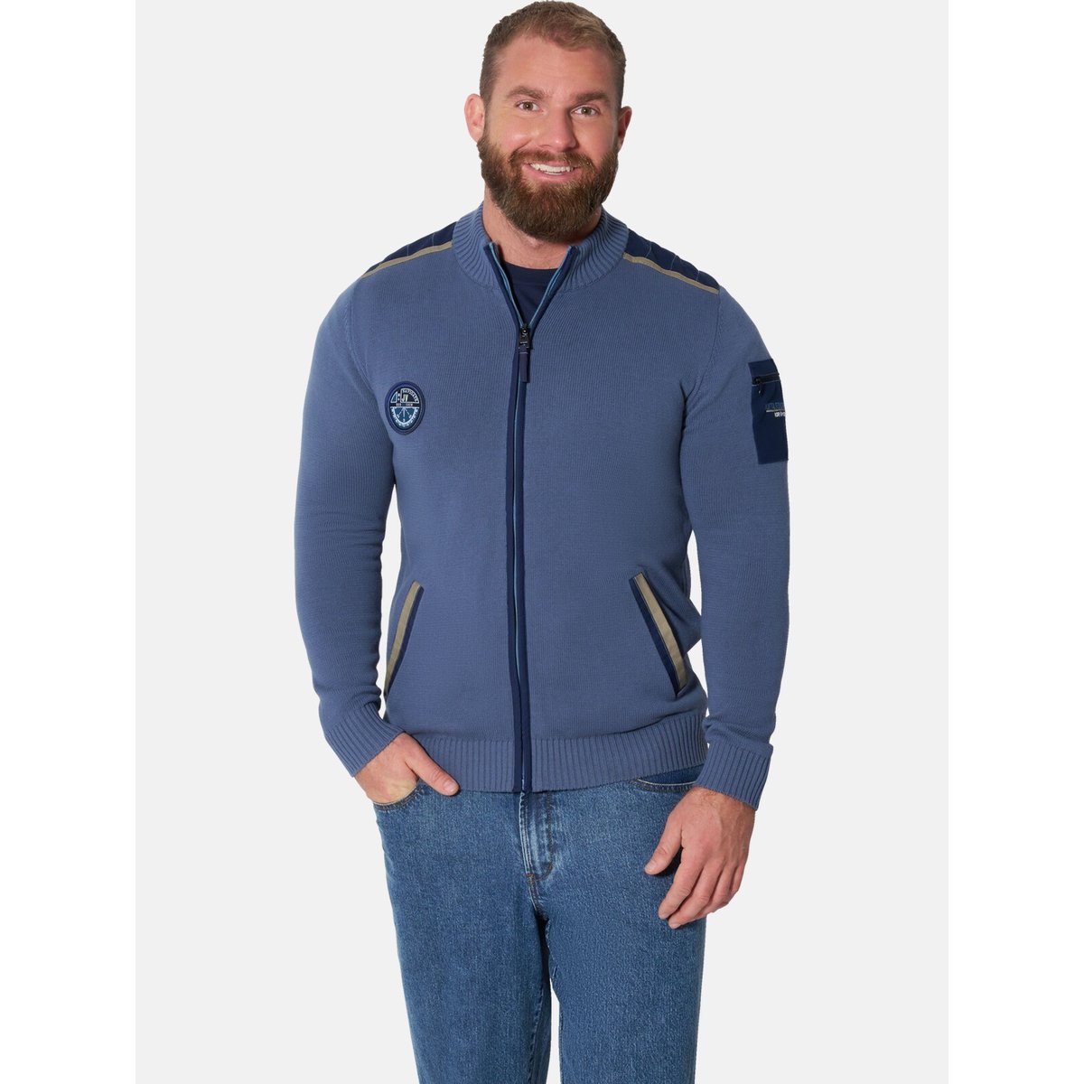 Gilet en maille ARNAR bleu, JAN VANDERSTORM