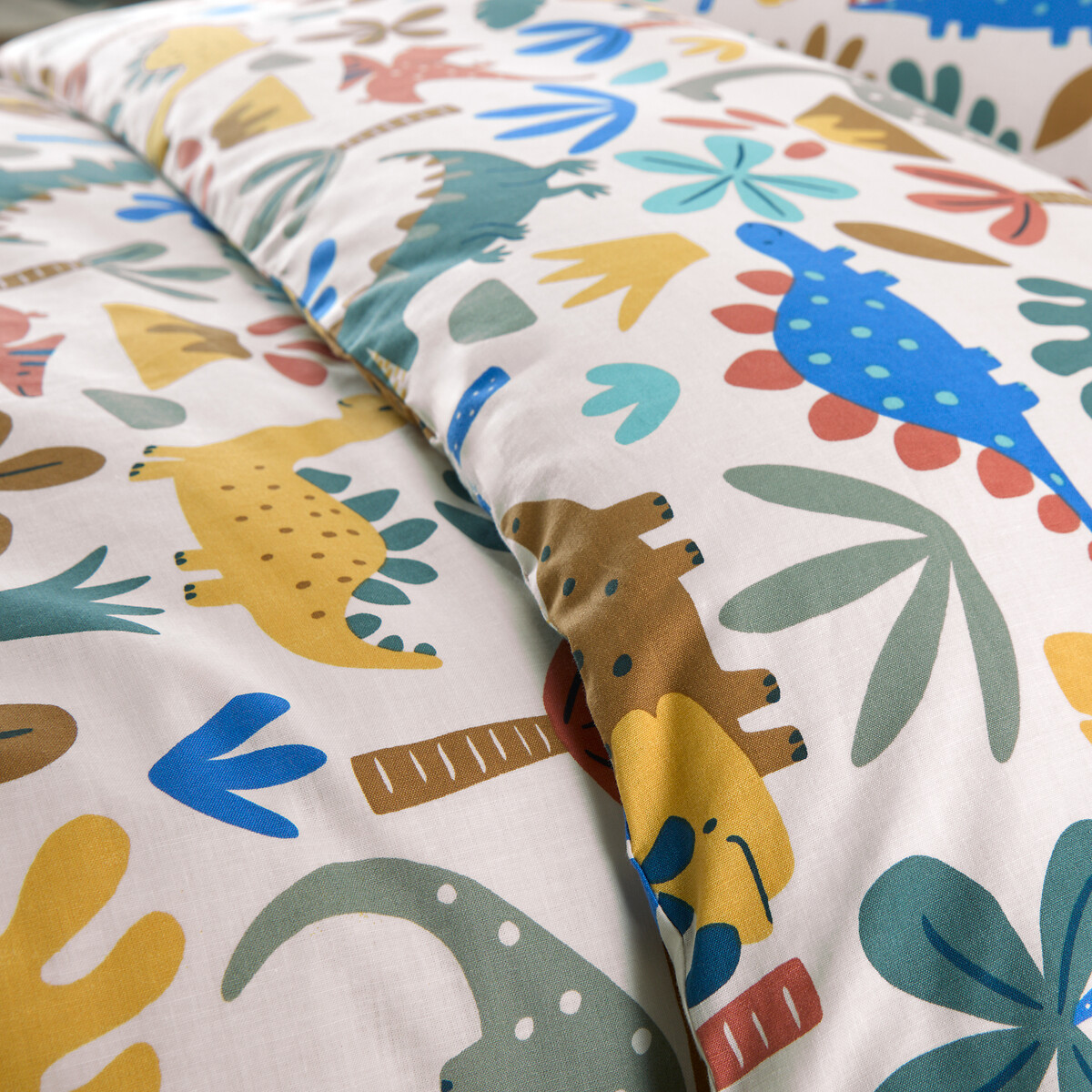 Housse de couette enfant, 30% coton recyclé, imprimé dinosaures, DINO ecru, LA REDOUTE INTERIEURS