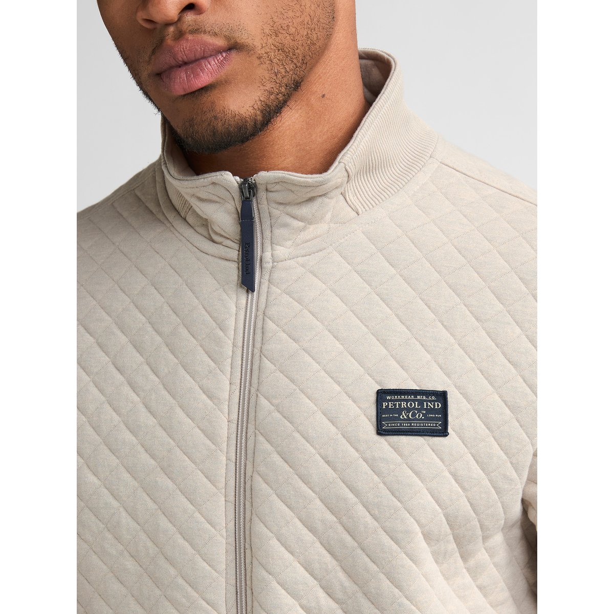 Pull zippé matelassé ironhall blanc antique white melee, PETROL INDUSTRIES