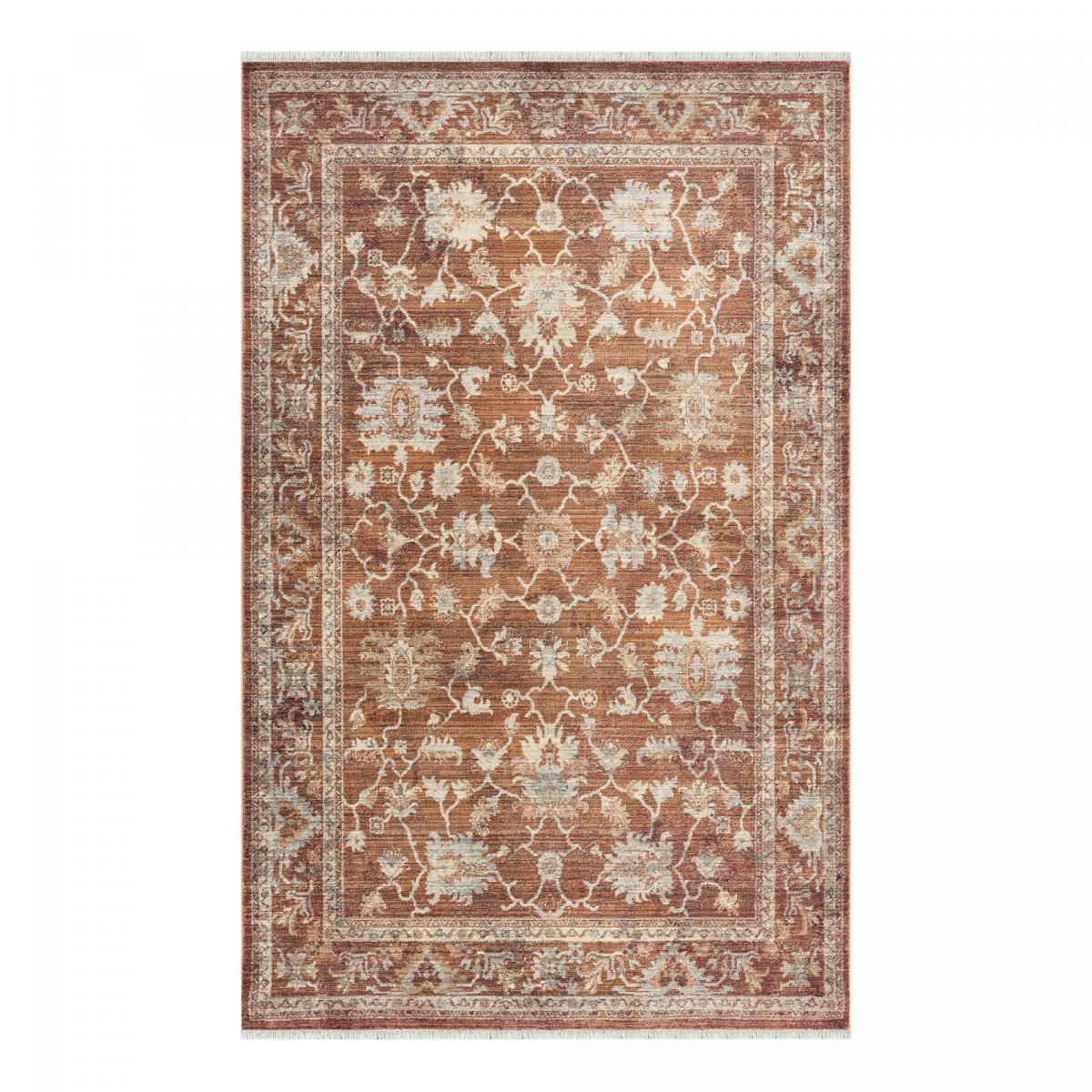 Tapis d'orient, motif oriental raffiné, tissé, poils ras marron, beige, gris, UN AMOUR DE TAPIS