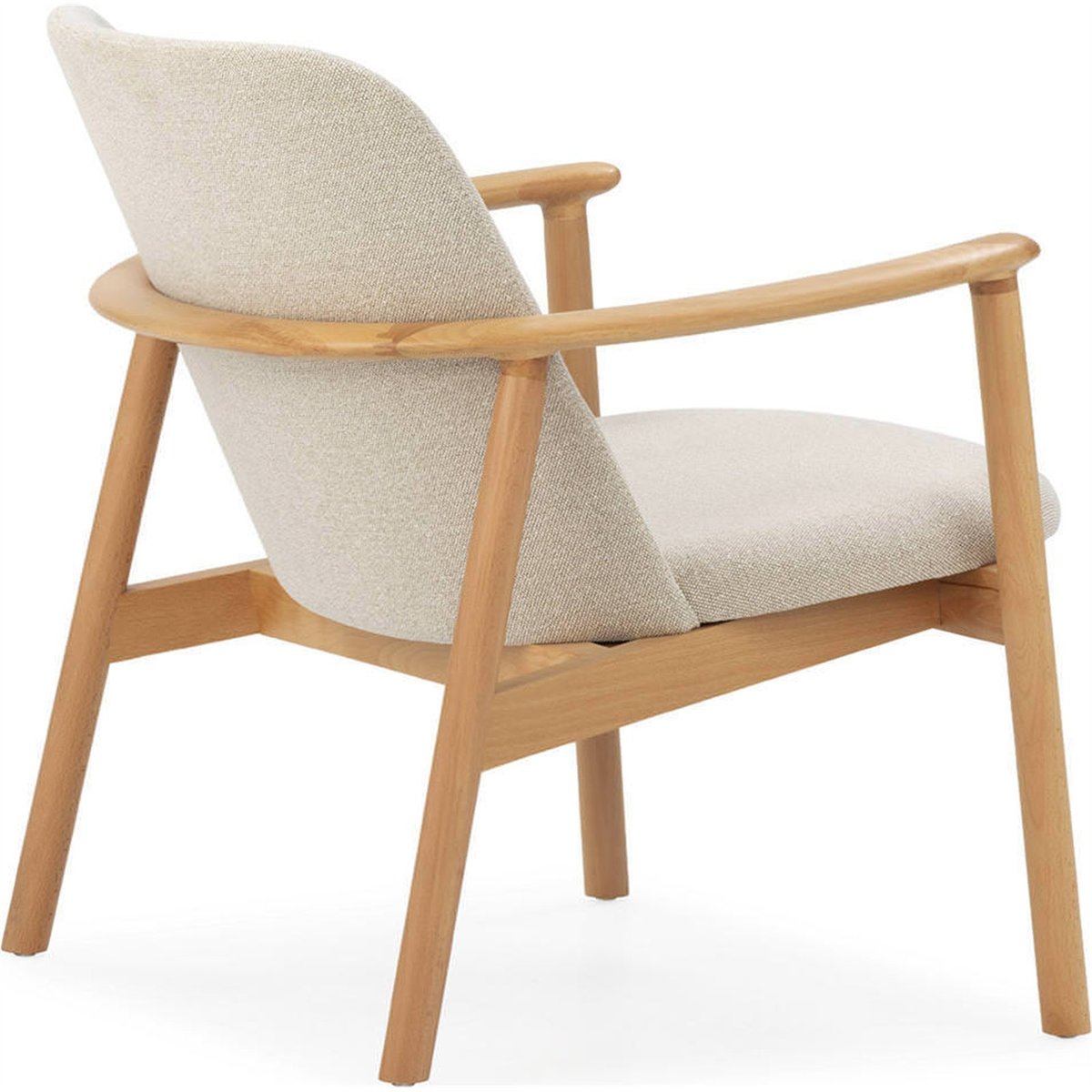 Fauteuil scandinave en hêtre et tissu naturel et gris, RECOLLECTION