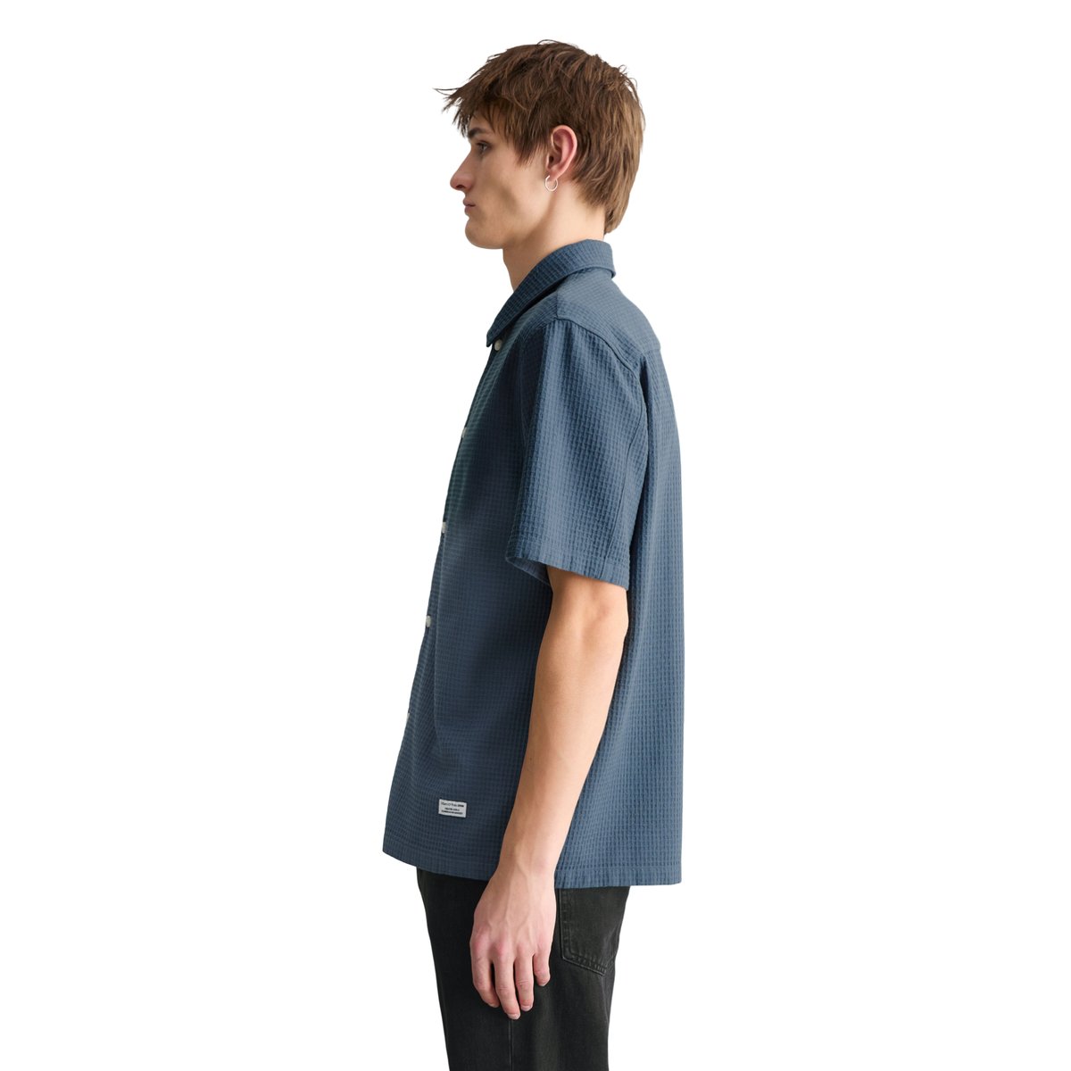 Chemise à manches courtes regular avec structure à carreaux bleu moyen, MARC O’POLO DENIM