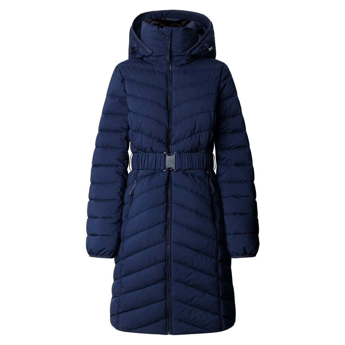 Doudoune Longue Avec Ceinture bleu dulwich, PEPE JEANS