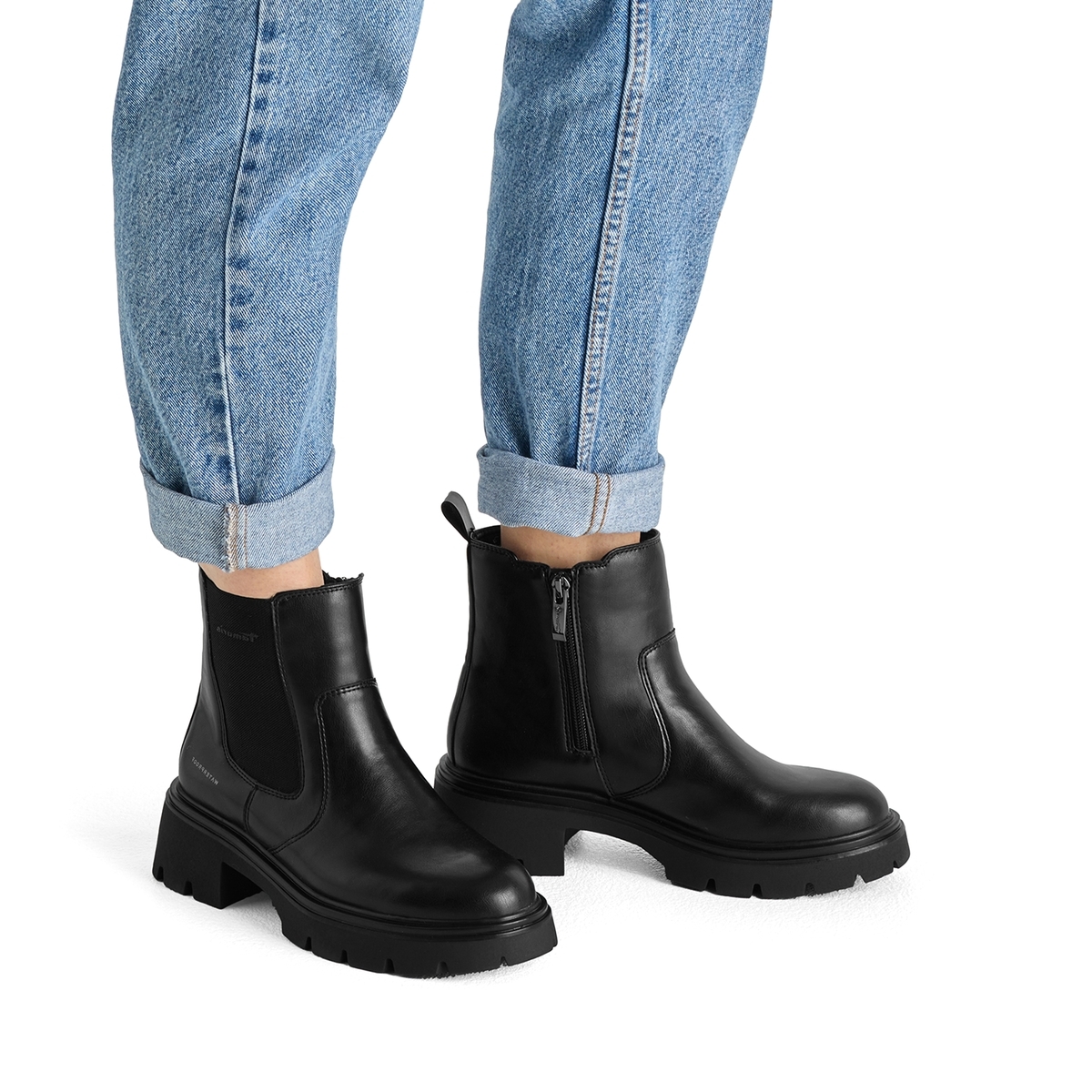 Bottine Chelsea talon bloc noir, TAMARIS
