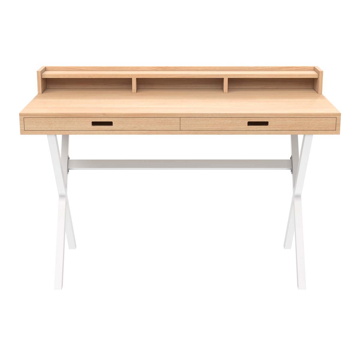 Bureau en chêne et métal coloré, HYPPOLITE blanc, HARTO