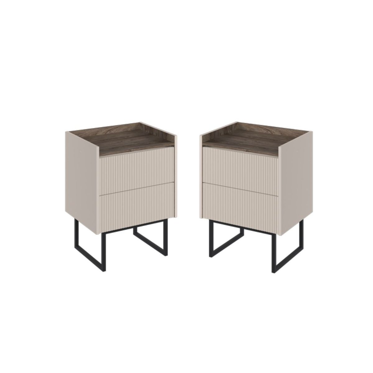 Table de chevet Panneaux de particules, LOUNA beige, BOBOCHIC