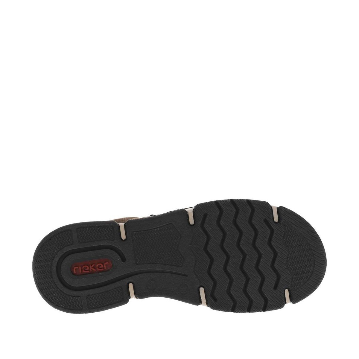 Bottines à talon compensé bas, lacets élastiqués avec zip et logos taupe, RIEKER