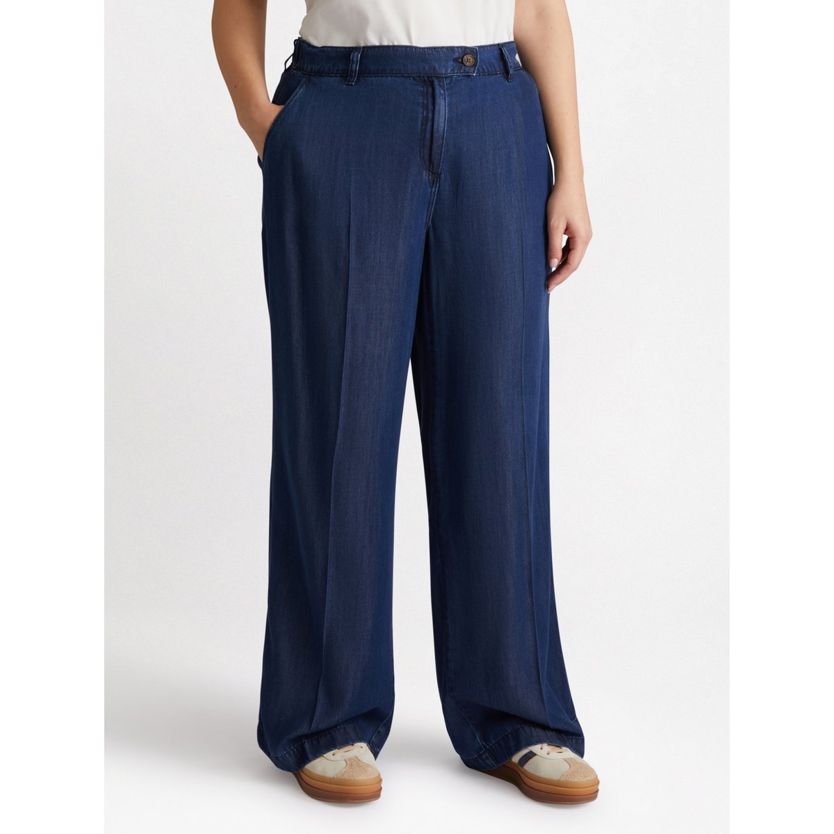 Pantalon large avec fibres TENCEL™ bleu, FIORELLA RUBINO