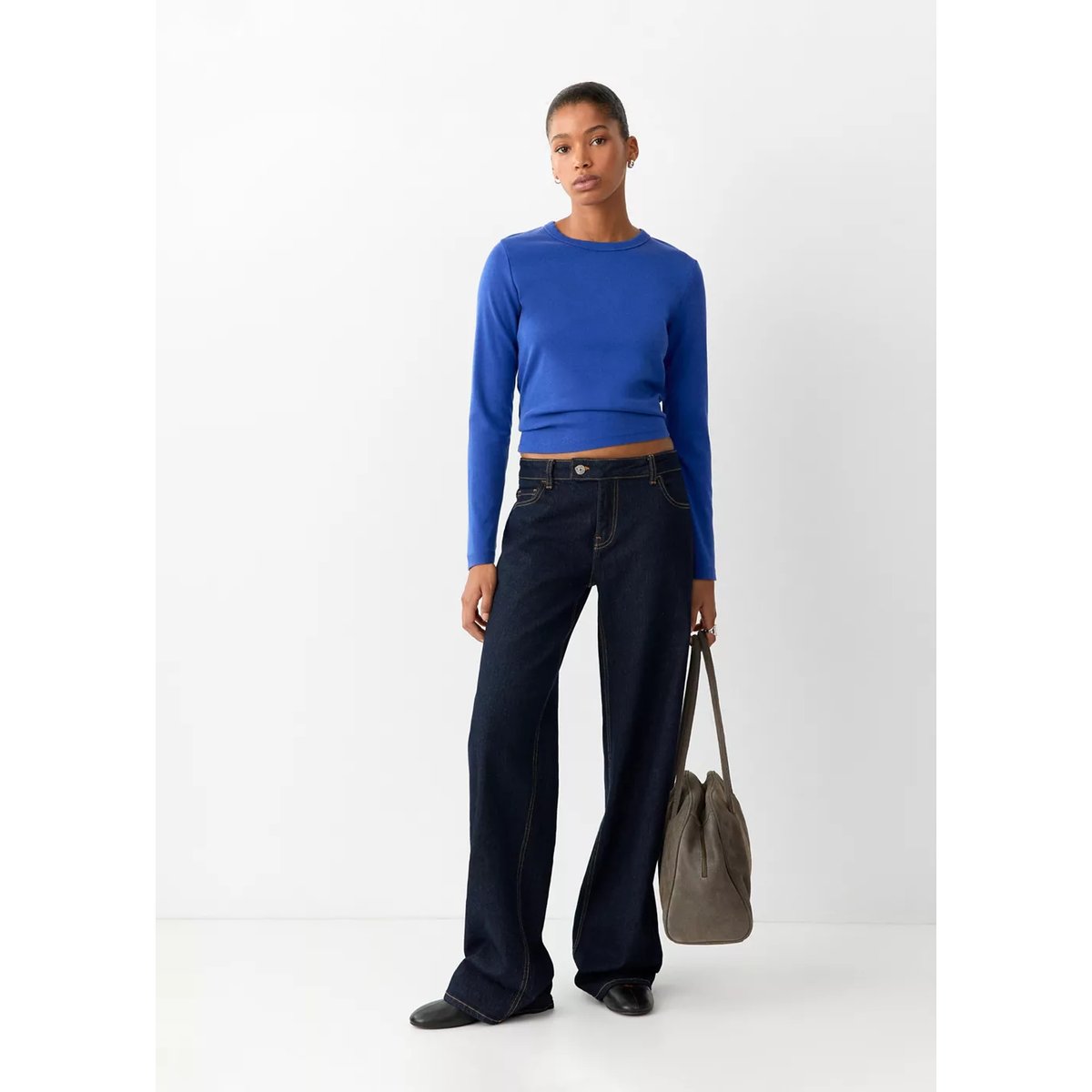 T-shirt coton manches longues bleu électrique, MANGO TEEN