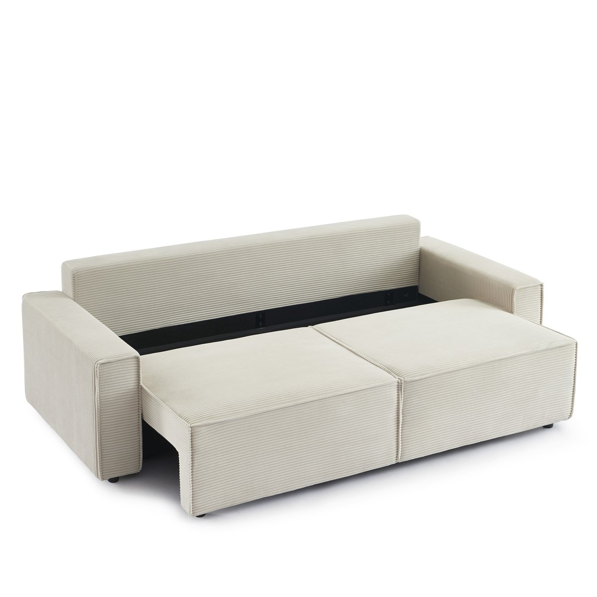 Canapé droit convertible velours  ZOLA beige, BAÏTA
