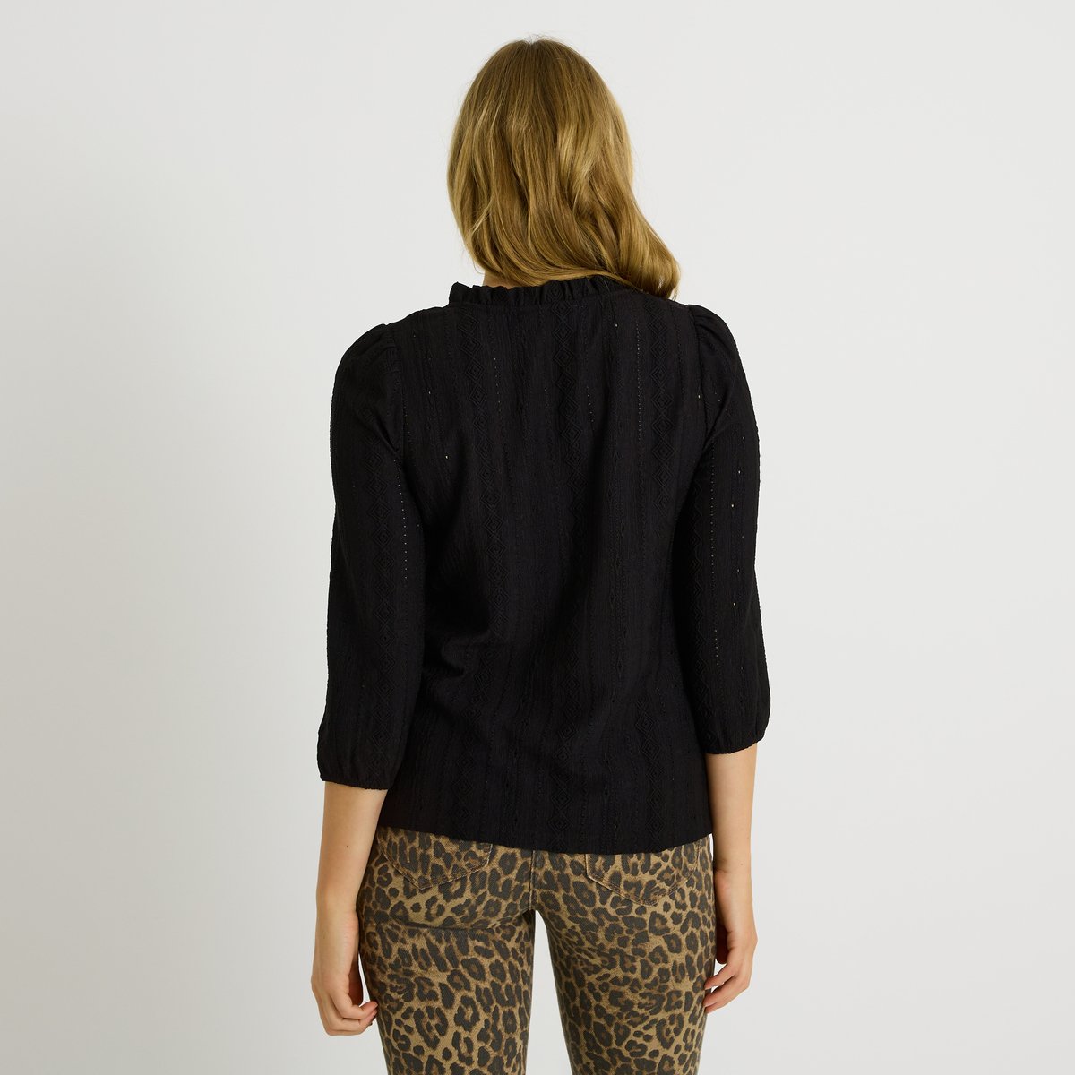 Blouse en maille ajourée noir, GRAIN DE MALICE