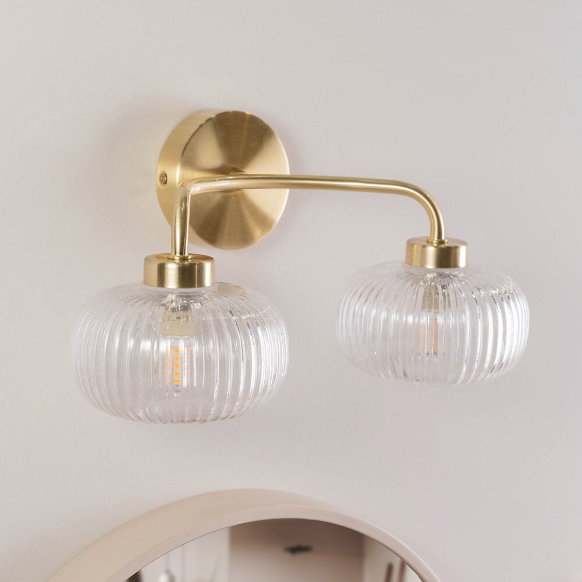 Arran 2-Light Bathroom Wall Light in Brass gold-coloured, SO'HOME