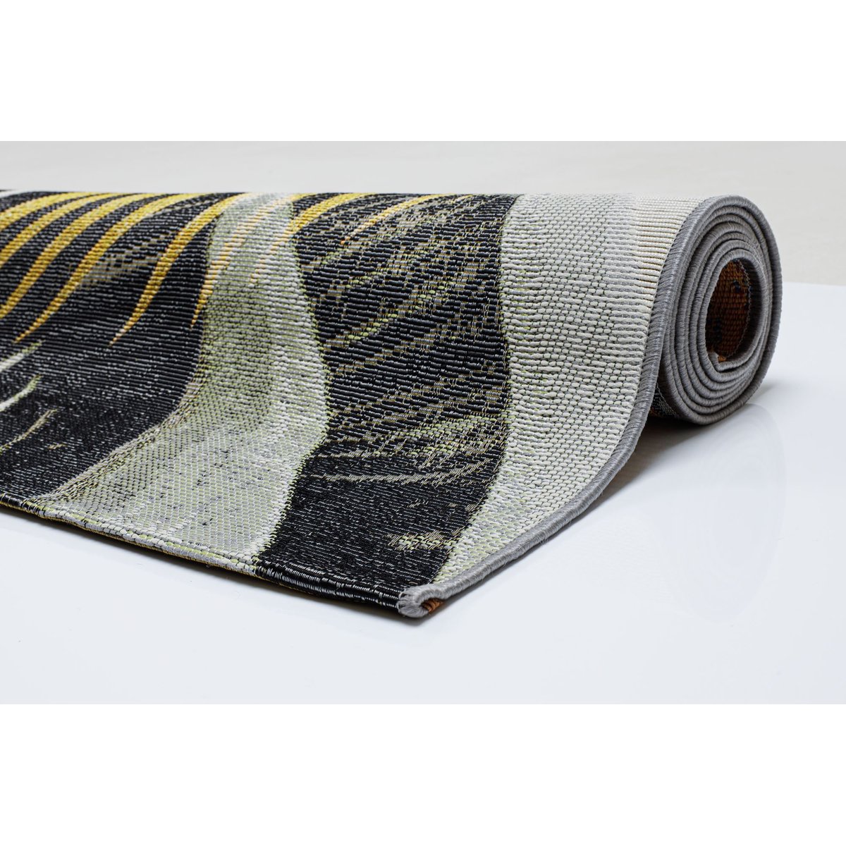 Tapis d'extérieur tissé à plat à l'aspect exotique - AURORA noir, GINO FALCONE