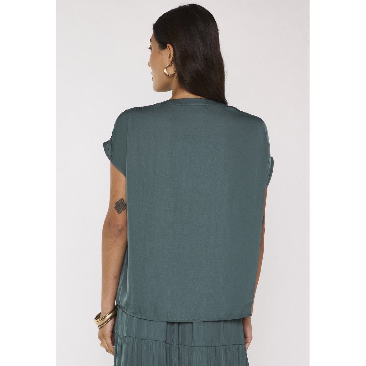 Blouse satinée sans manches MISS petrole, Maison 123