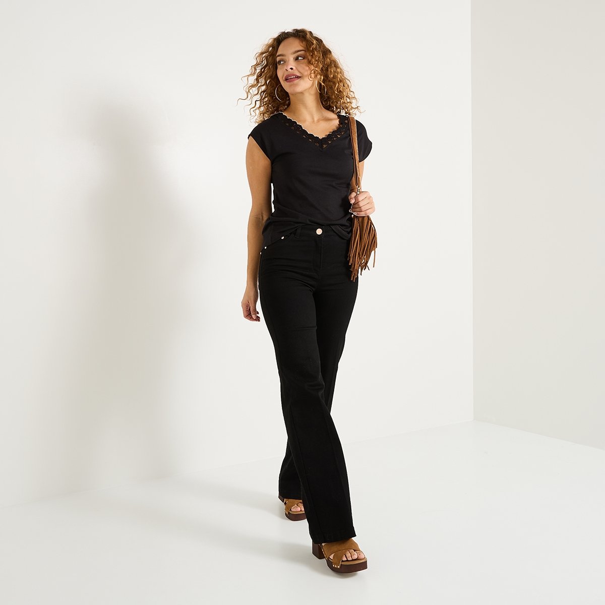 T-shirt col V noir, GRAIN DE MALICE