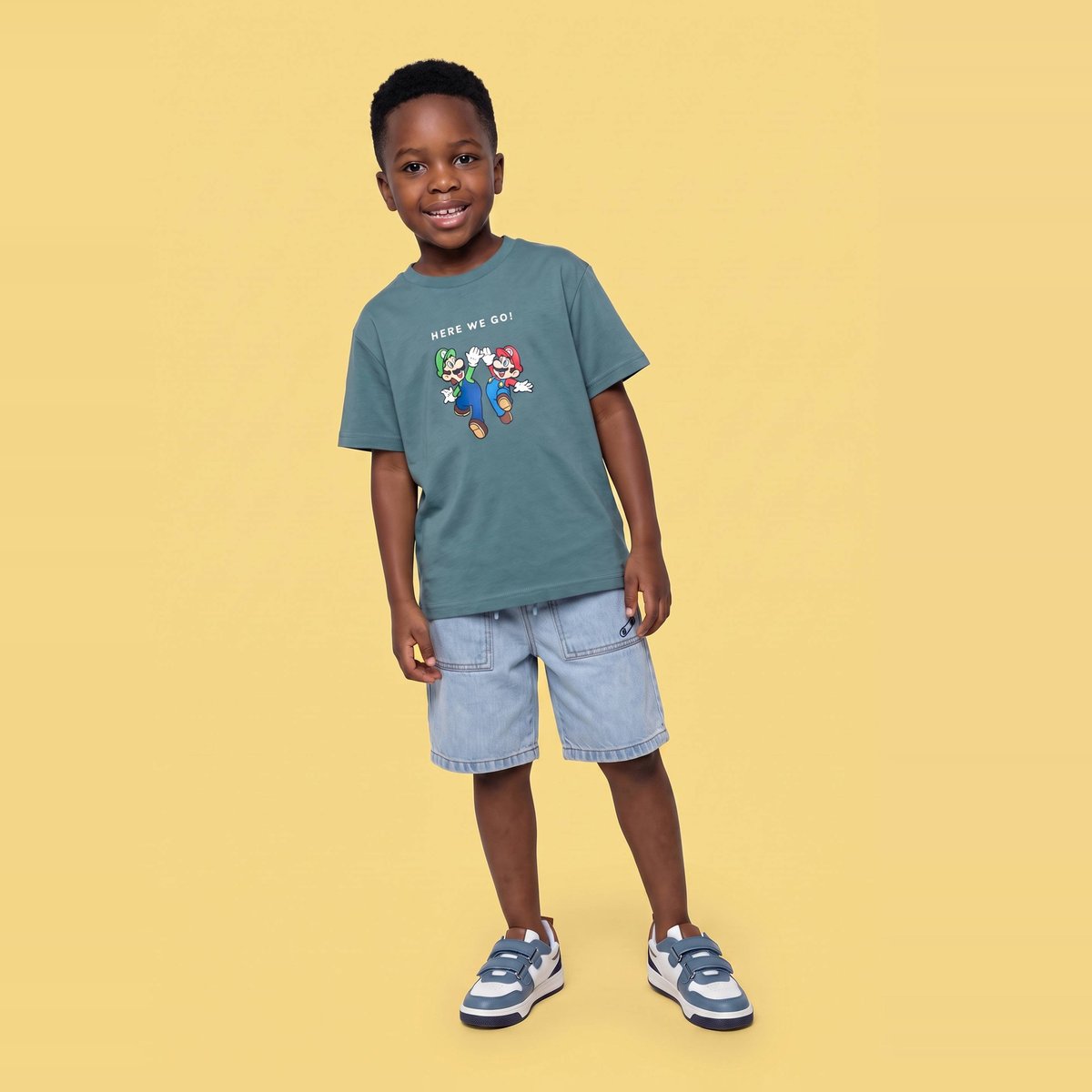T-shirt MARIO KART manches courtes imprimé en coton BIO GOTS lagune, MONOPRIX