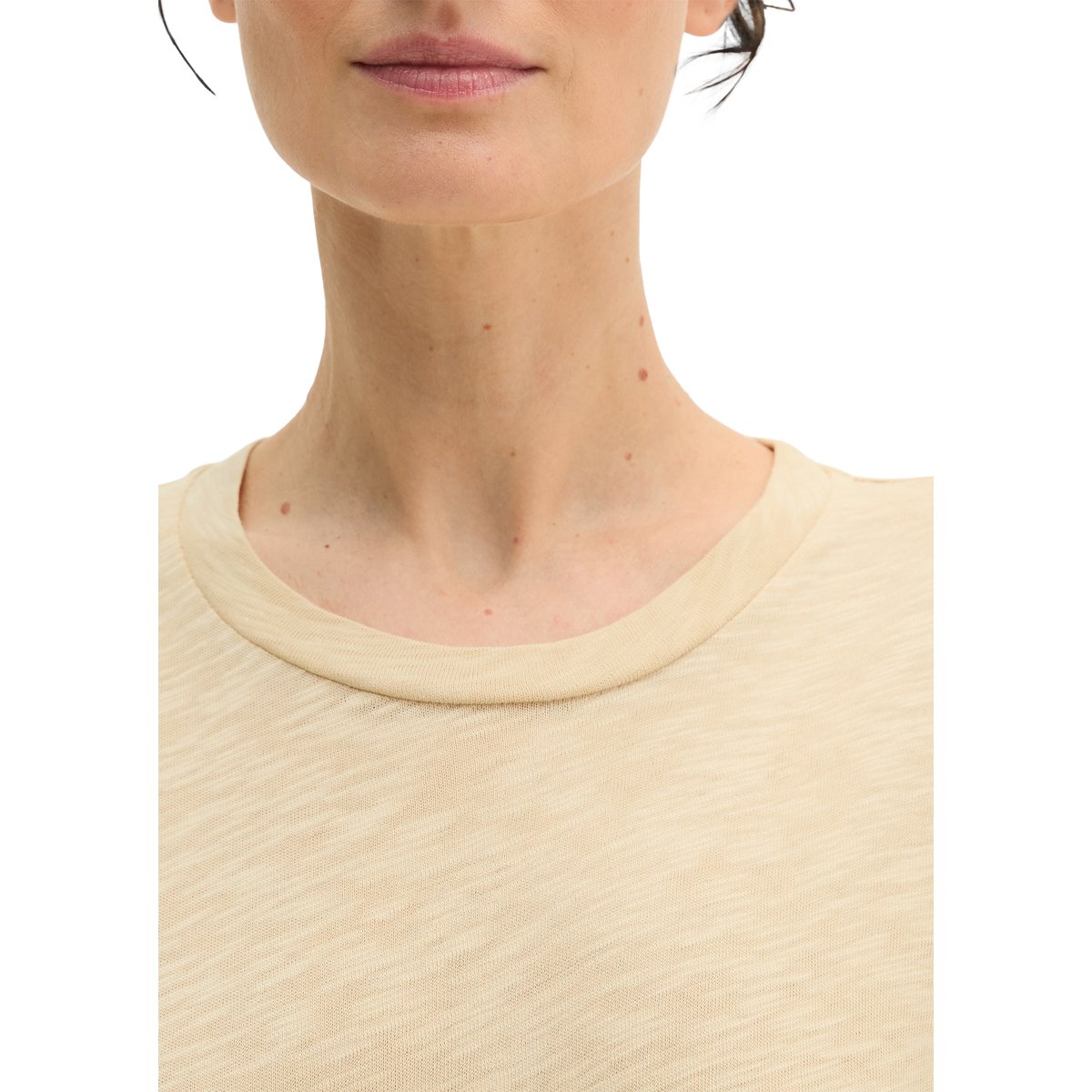T-shirt à manches longues, coupe classique en coton biologique beige, MARC O'POLO