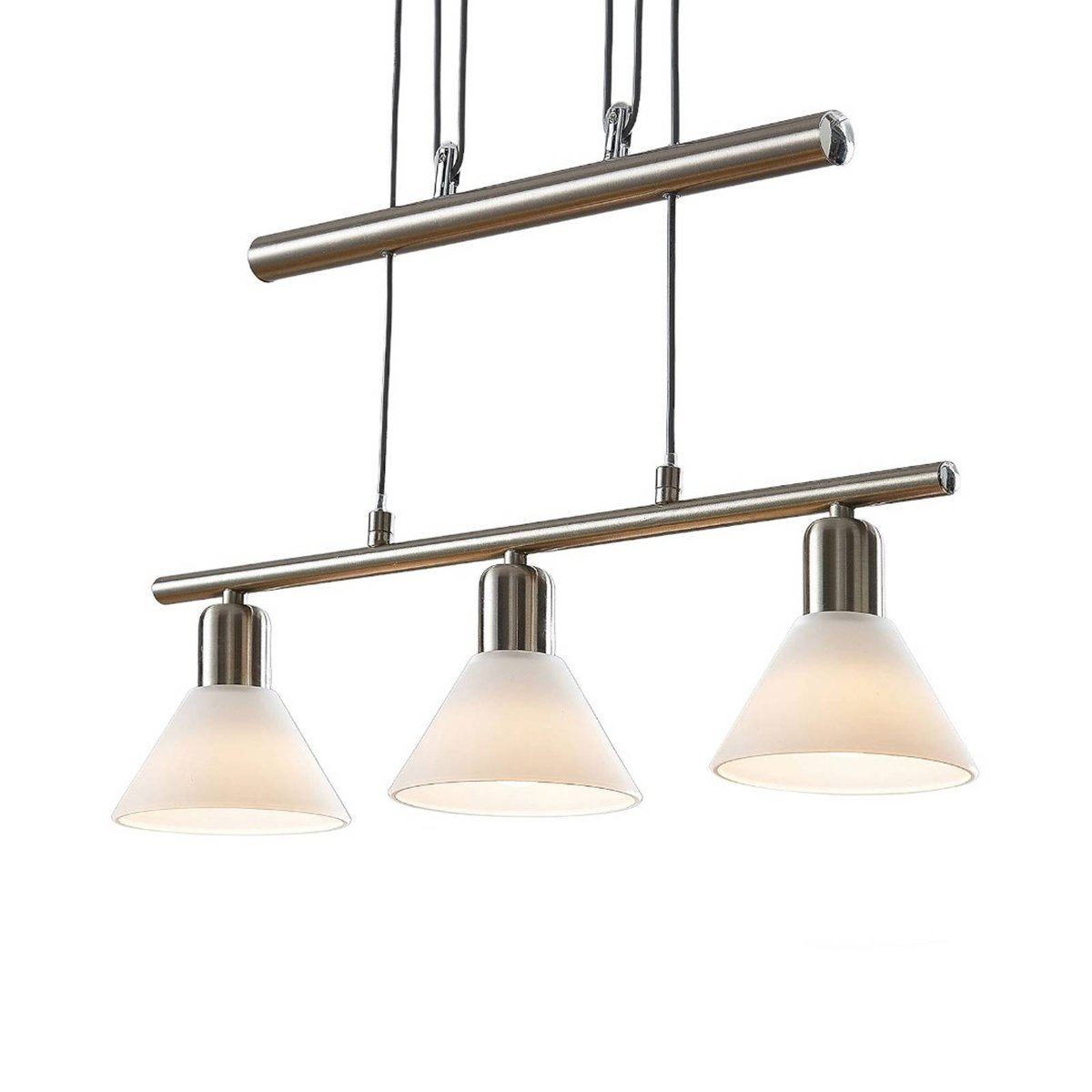 Suspension en métal moderne, Delira blanc, nickel satiné, LINDBY