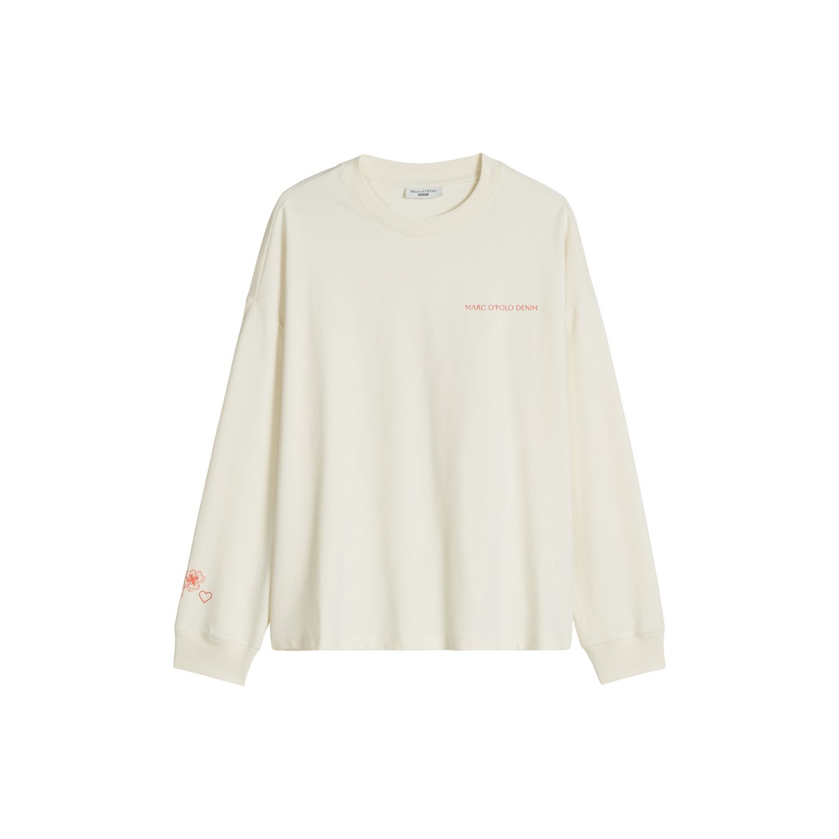 T-shirt à manches longues ample en coton biologique blanc, MARC O’POLO DENIM