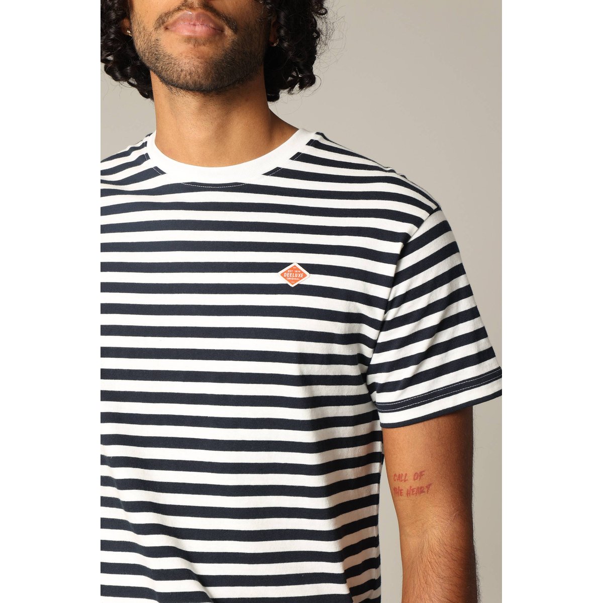 T-shirt marinière loose fit à manches courtes MENZO navy, DEELUXE
