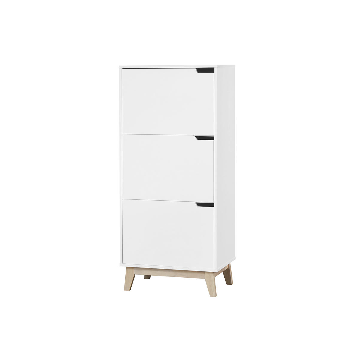 Meuble de rangement haut blanc et bois clair 3 portes L60 cm LEENA blanc, MILIBOO