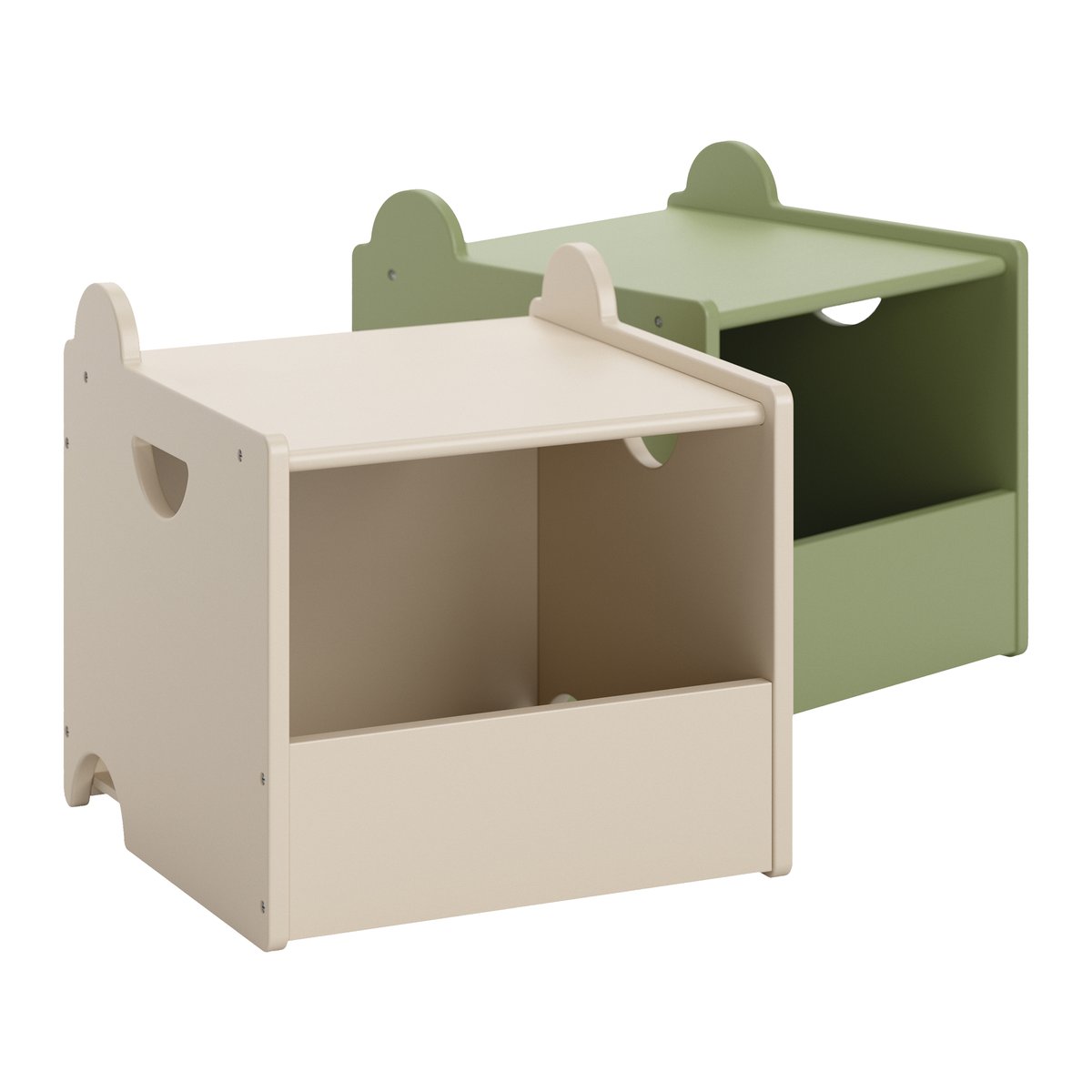 ENSEMBLE DE 2 CAISSES DE RANGEMENT EN BOIS «ARC-EN-CIEL» ELLIPSE vert, PETITE AMELIE
