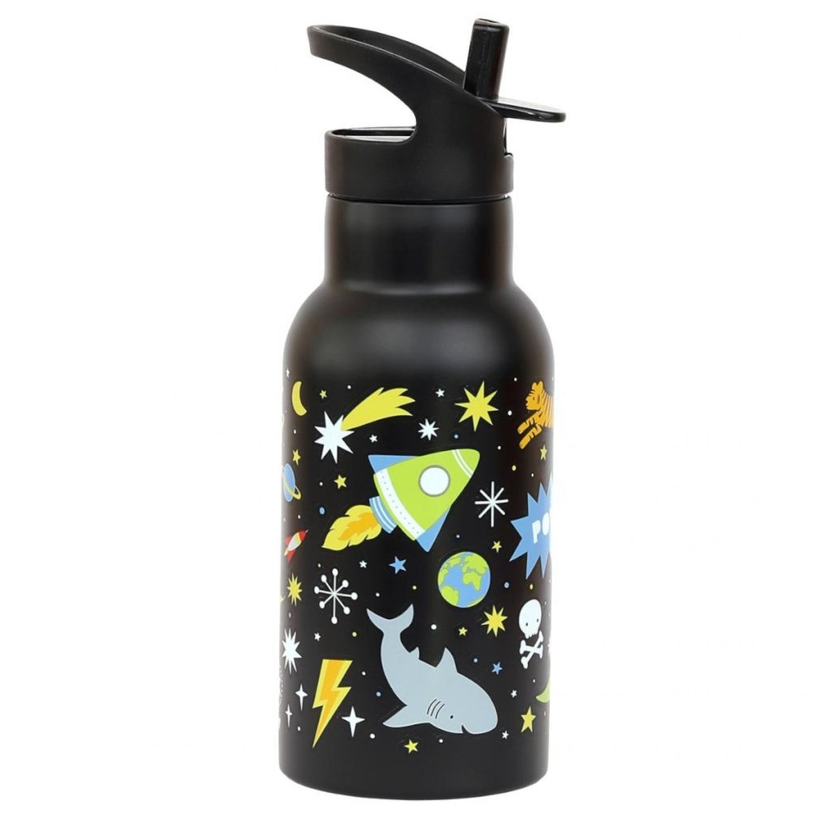 Gourde isotherme GALAXIE noir, vert, blanc, A LITTLE LOVELY COMPANY