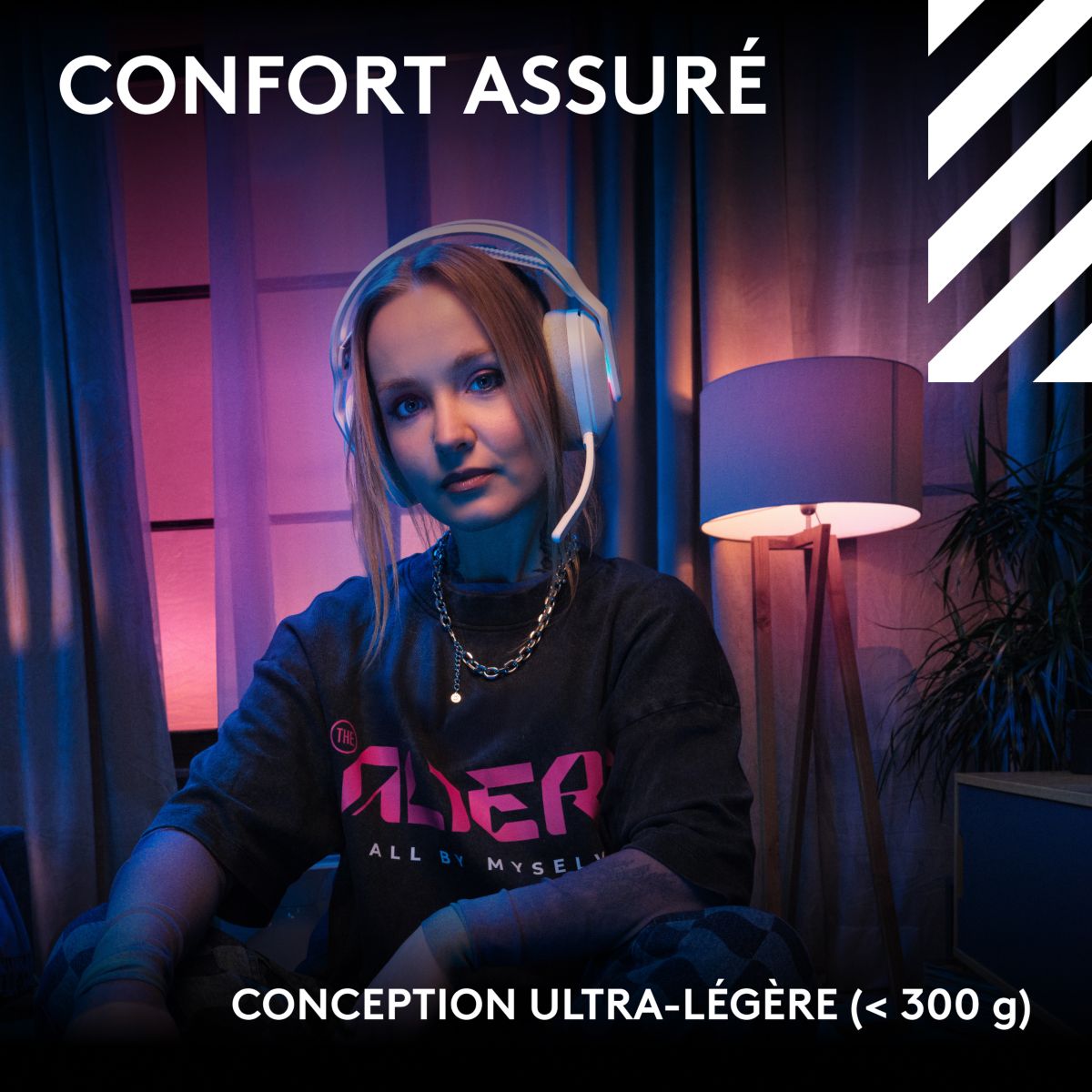 Casque gamer A20X Blanc + base couleur unique, LOGITECH