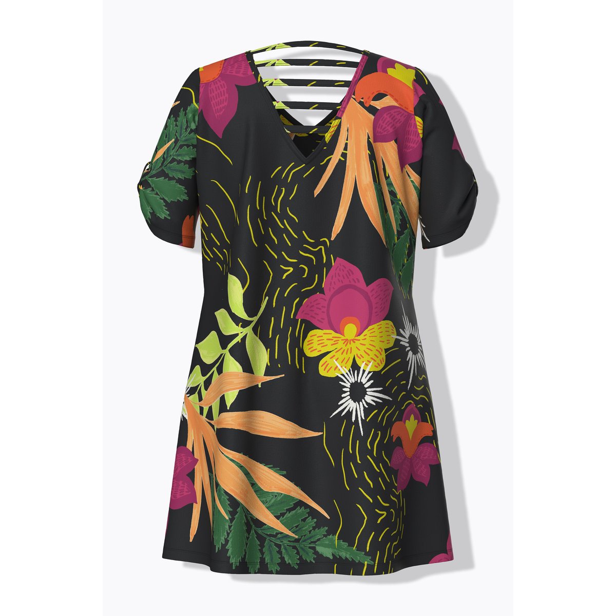 Robe en jersey motif chats noir, ULLA POPKEN