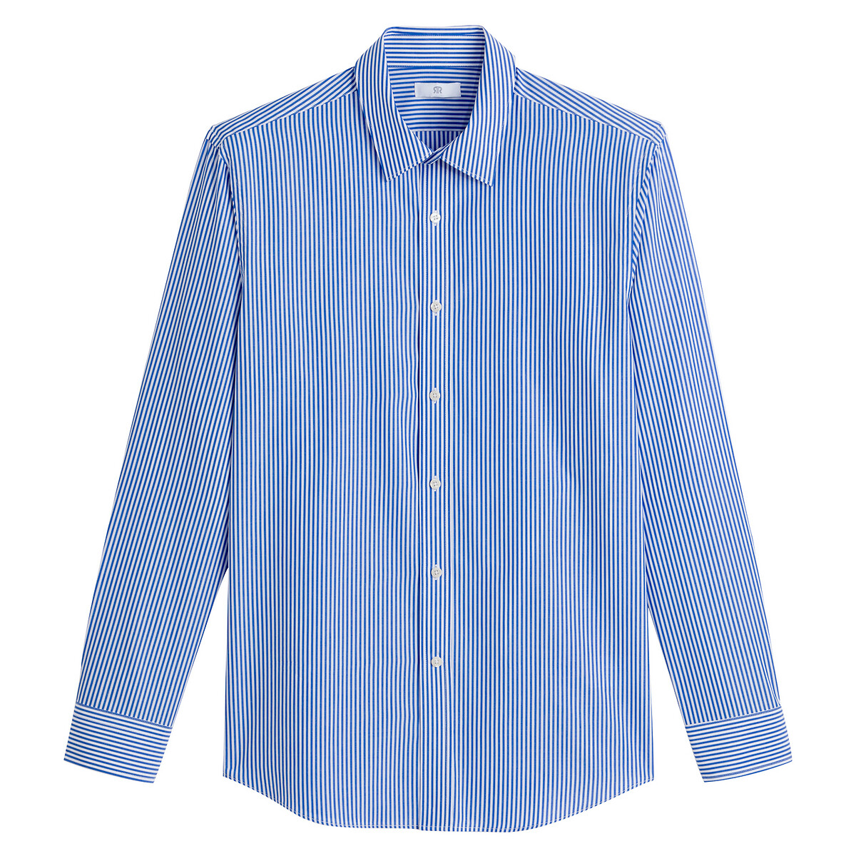Signatures Striped Cotton Shirt with French Collar, in Slim Fit sky blue striped, LA REDOUTE COLLECTIONS