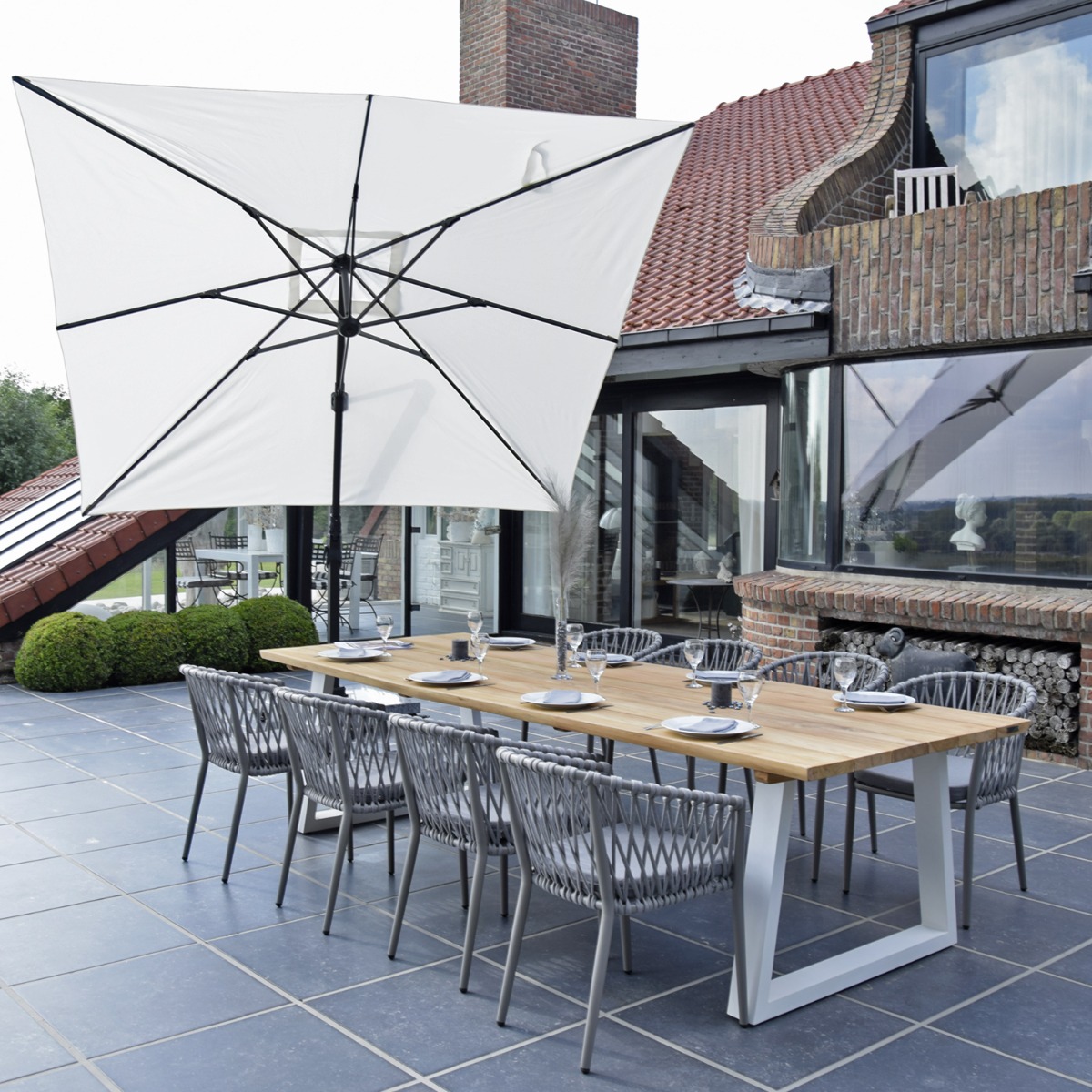 Parasol déporté Poséïdon 3x3m ecru, GECKO JARDIN