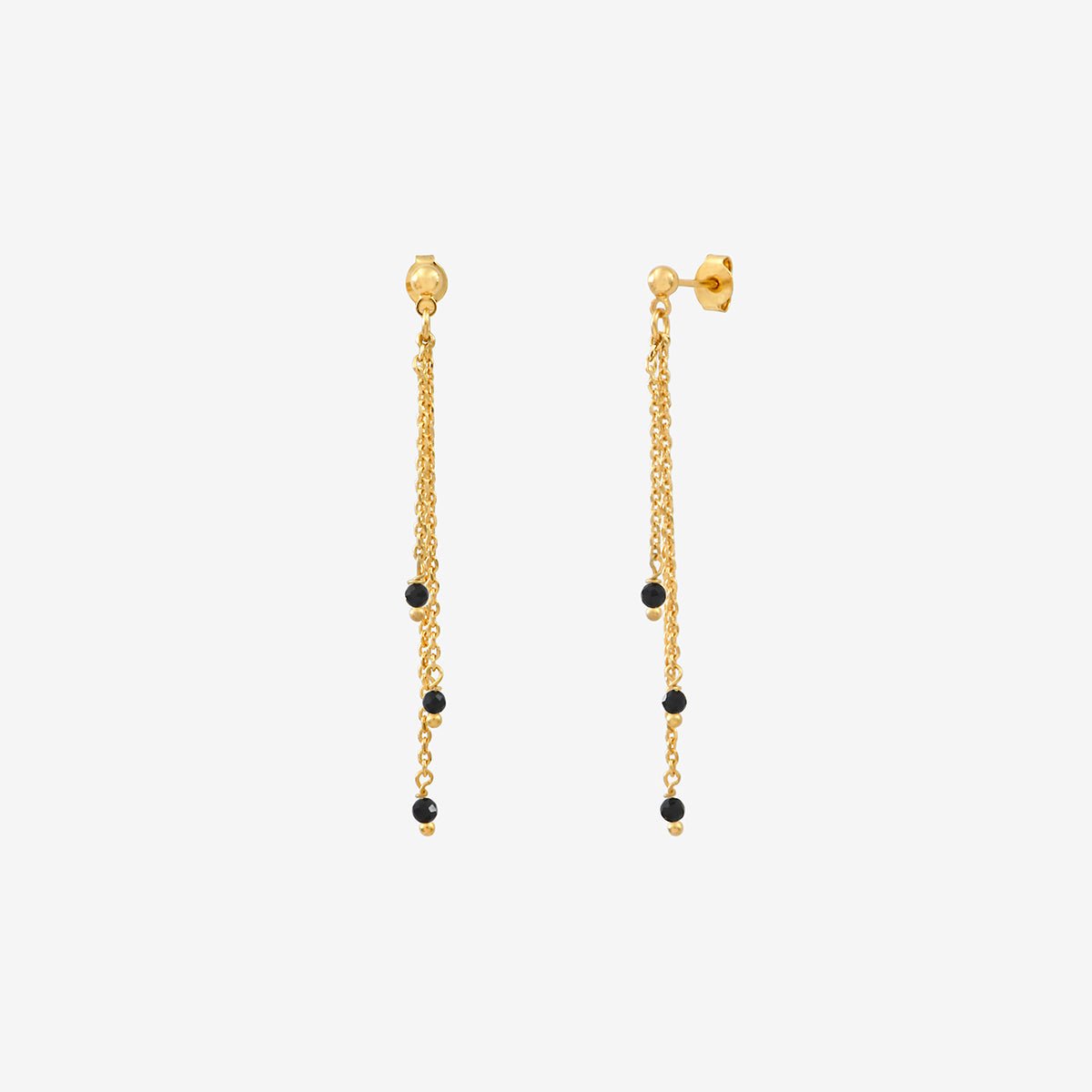 Boucles d'oreilles dorées spinelle noire - milady spinelle noir, CAROLINE NAJMAN