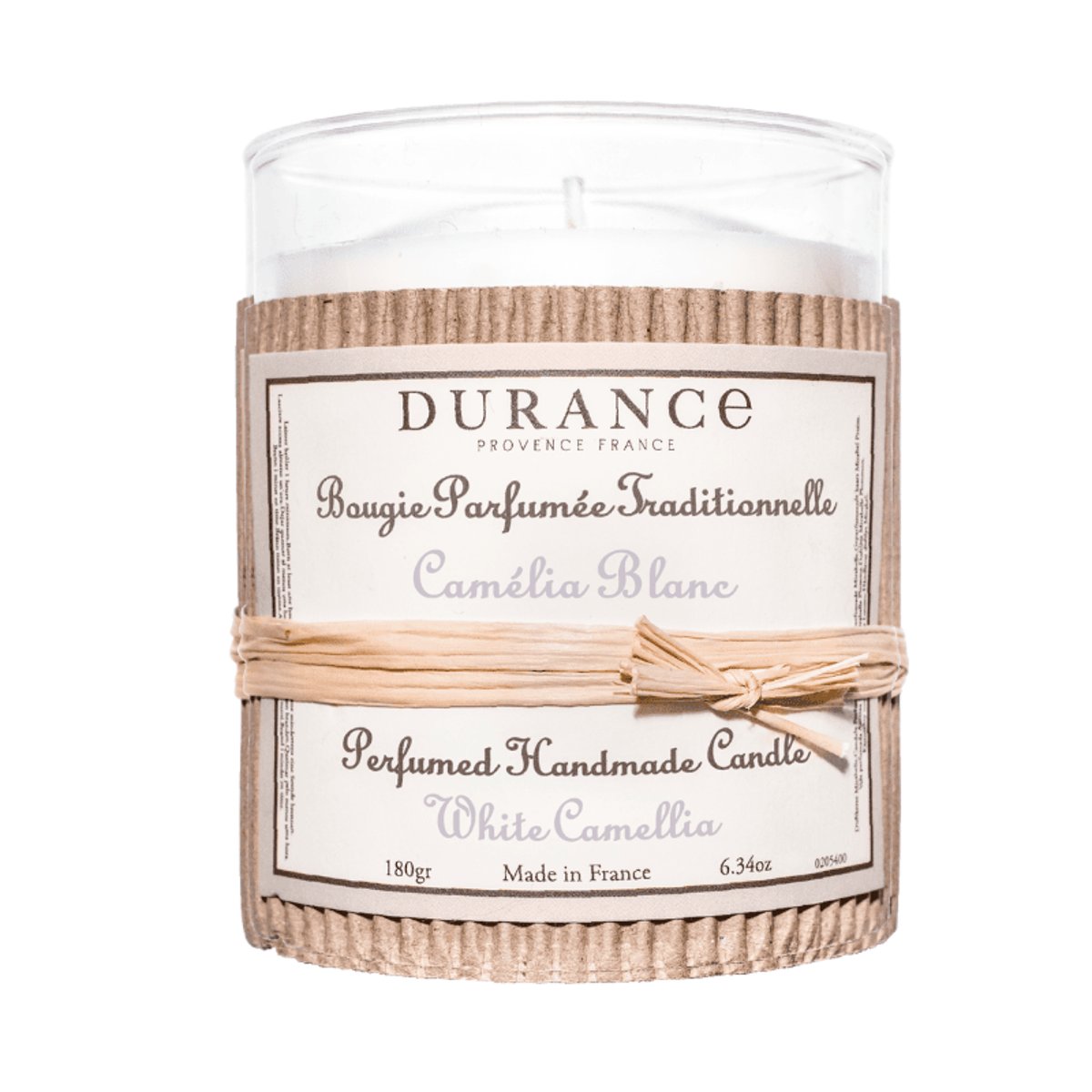 Bougie parfumée CAMÉLIA BLANC couleur unique, DURANCE