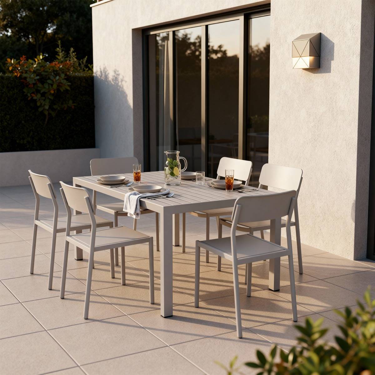 Table de jardin en aluminium KAÏA marron, MADE IN MEUBLES