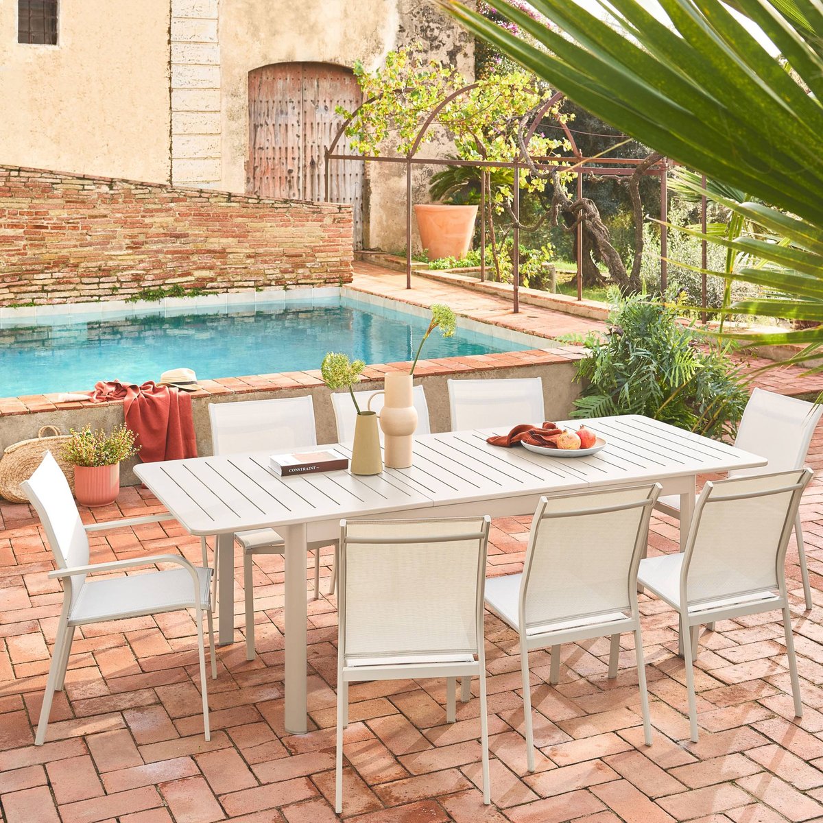Chaise de jardin empilable aluminium (lot de 2) BUFFALO beige, SWEEEK