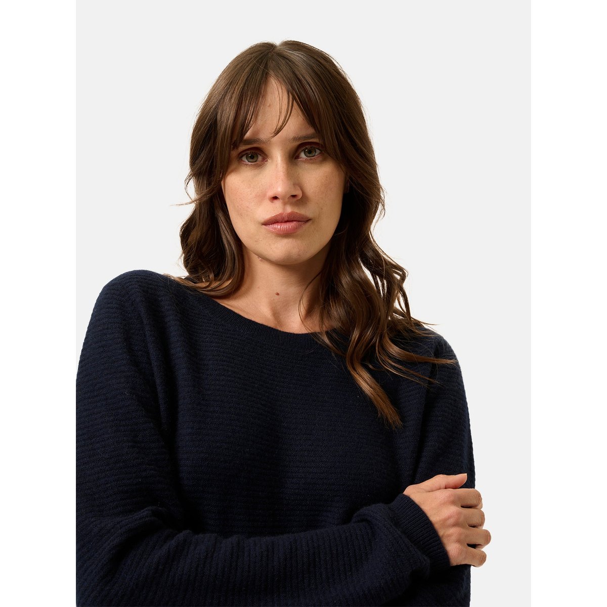 Pull Col Bateau Navy Nethy bleu foncé, JUST CASHMERE