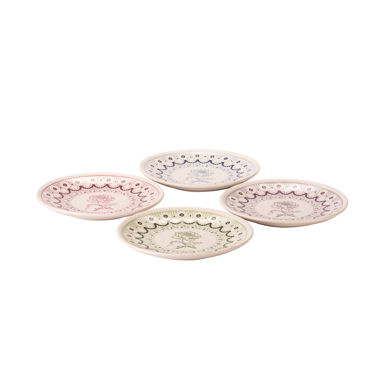 Set of 4 Spitalfields Silk Assorted Side Plates multi-coloured, CATH KIDSTON