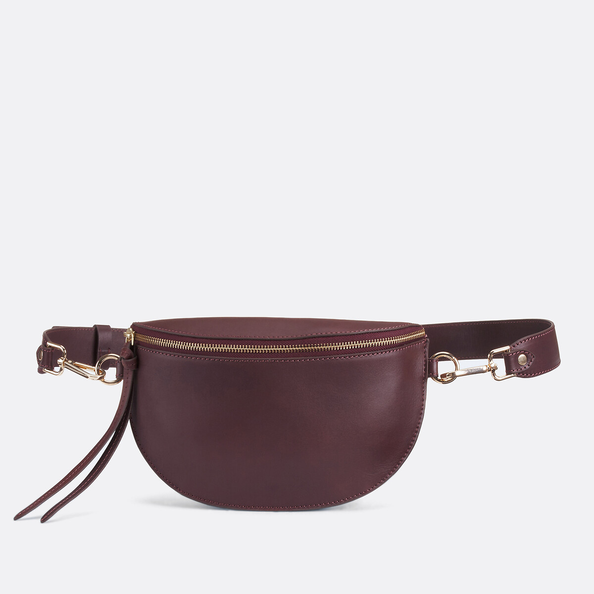 Sac banane en cuir bordeaux, LA REDOUTE COLLECTIONS