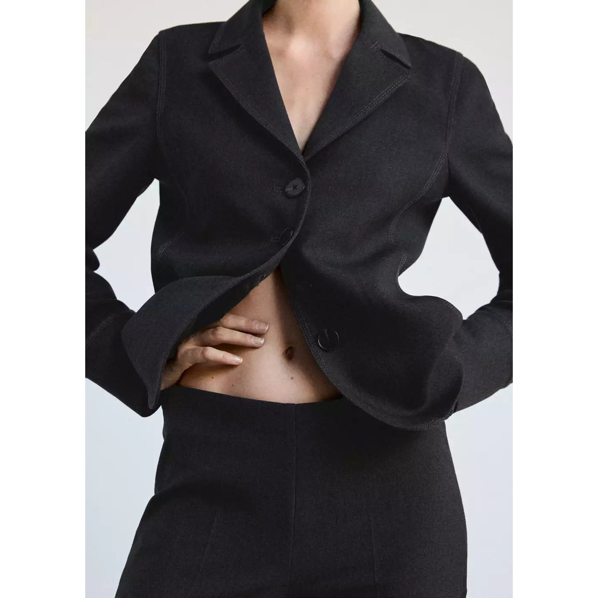Blazer costume cintré gris, MANGO