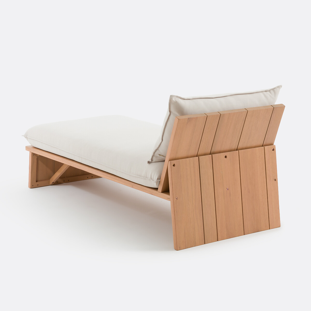 Méridienne de jardin en eucalyptus, avec coussins, BRUT coloris naturel, LA REDOUTE INTERIEURS