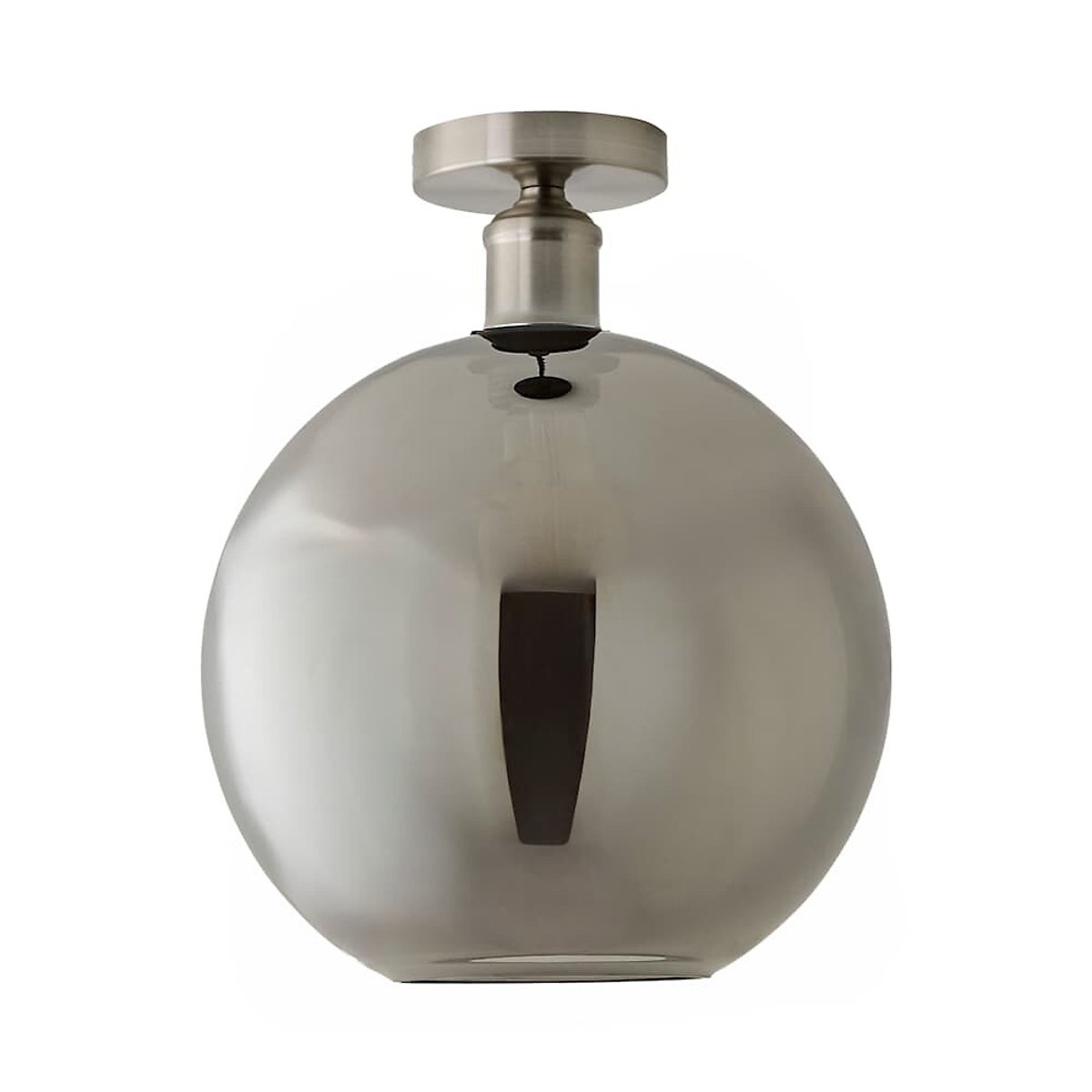 Brady Glass Globe Flush Ceiling Light brushed chrome, SO'HOME