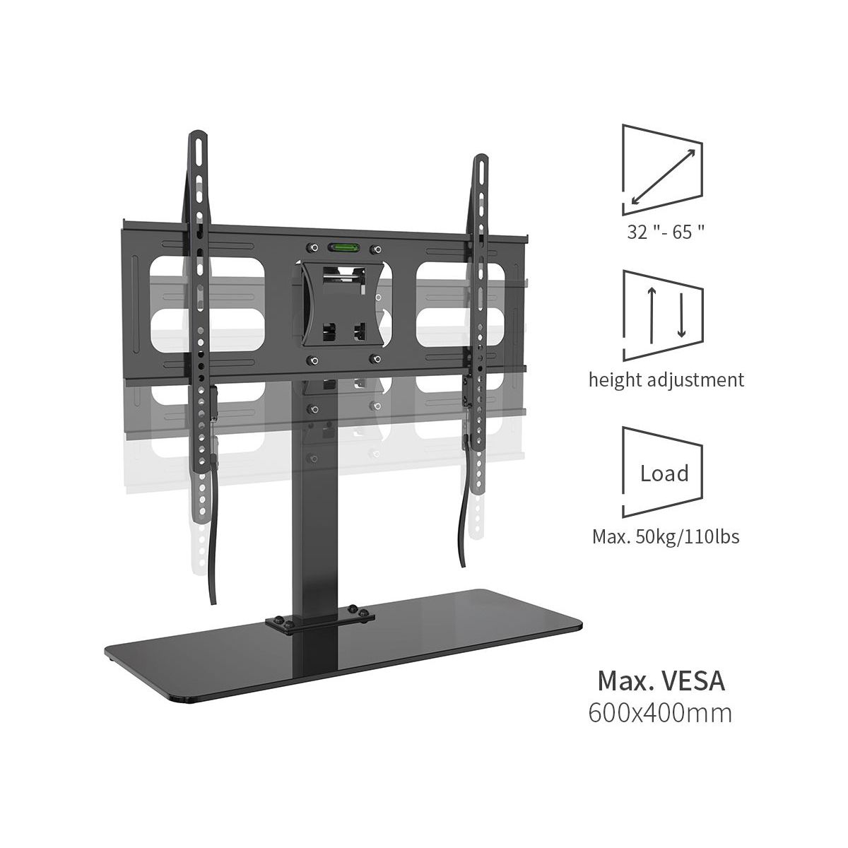 Pied TV ALTER'MOUV 32-65'' couleur unique, ESSENTIEL B