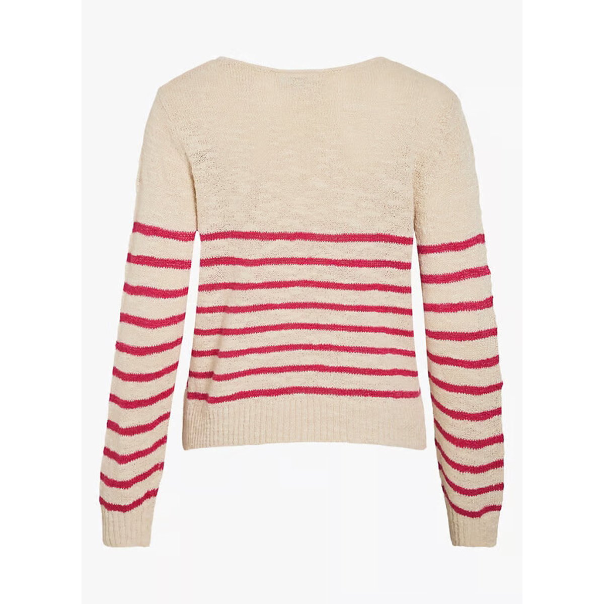 Pull rayé manches longues ecru/rose, VILA