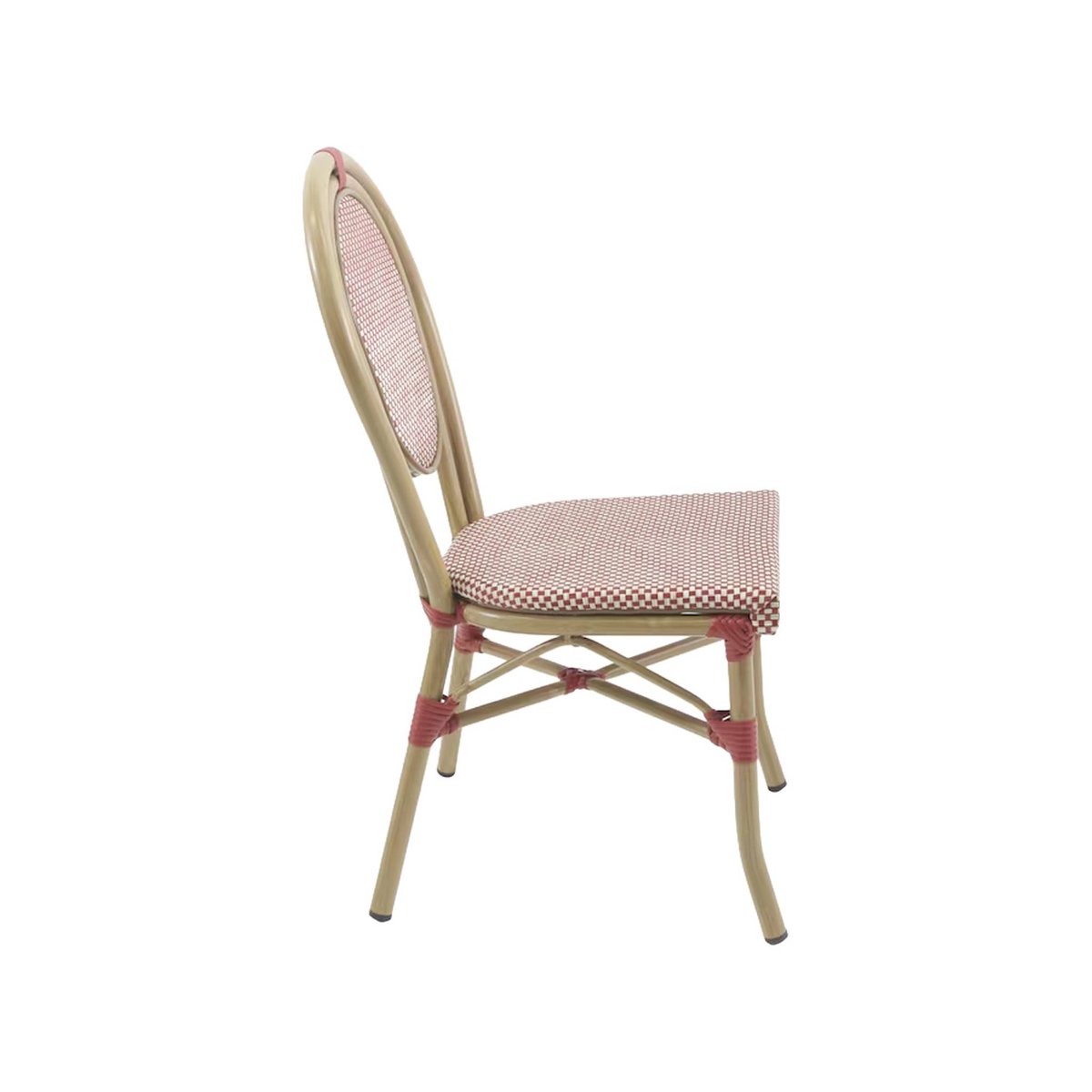 Chaise de terrasse bistrot en textile et aluminium rouge et beige (lot de 2) OPERA rouge, SWEEEK