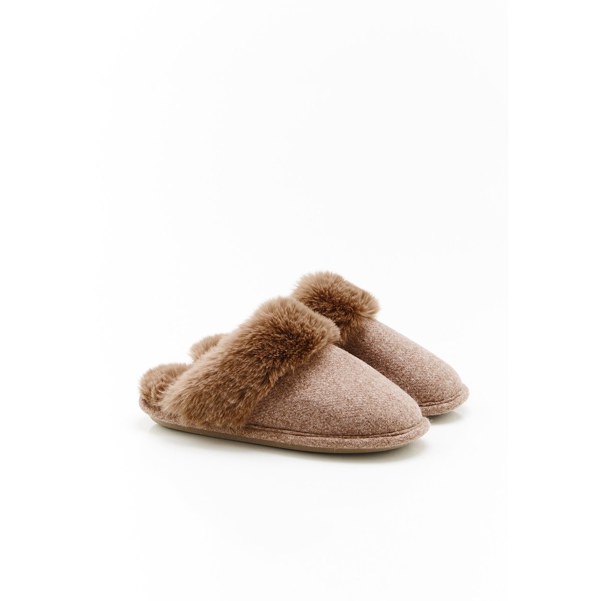 Mules Thermolactyl imitation fourrure marron taupe chiné, DAMART