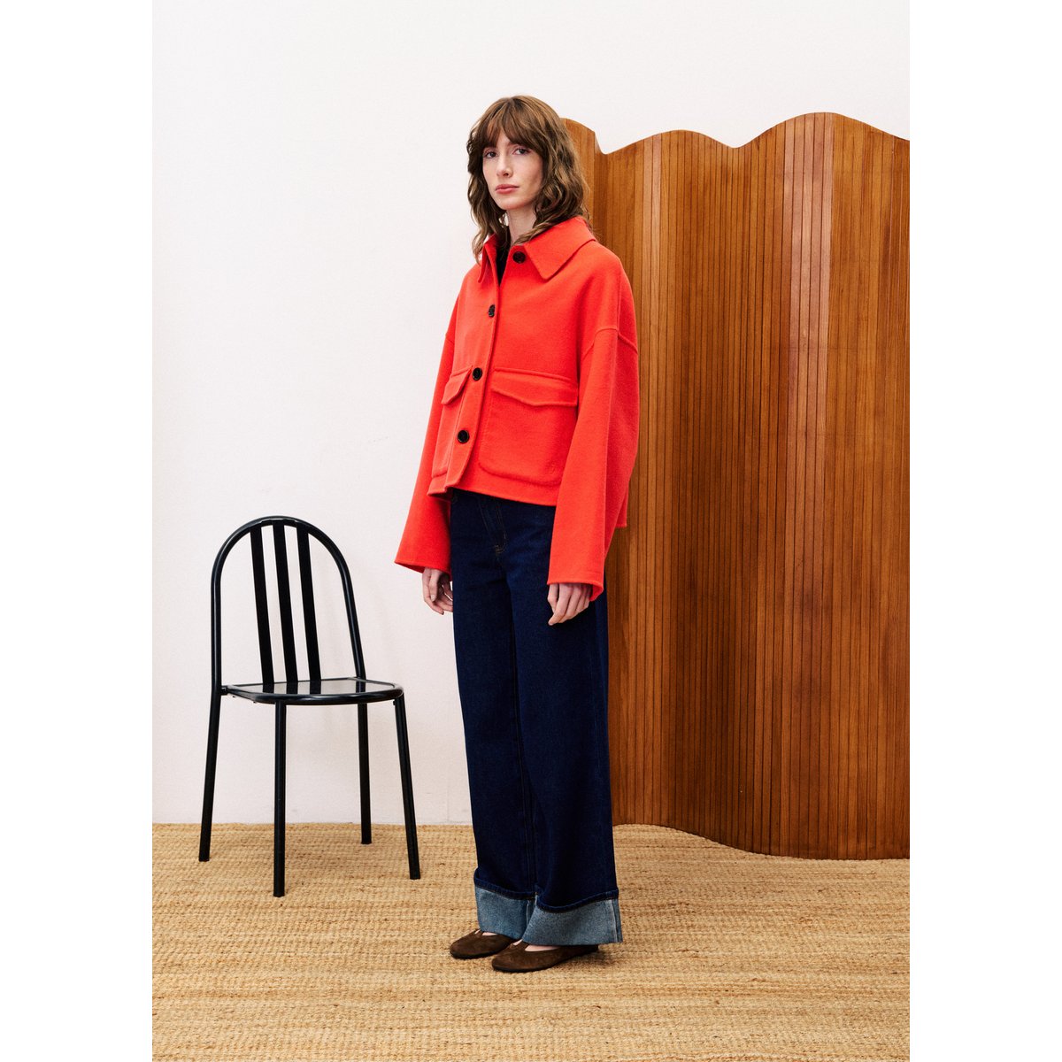 Manteau en laine CAPUCINE rouge, FRNCH