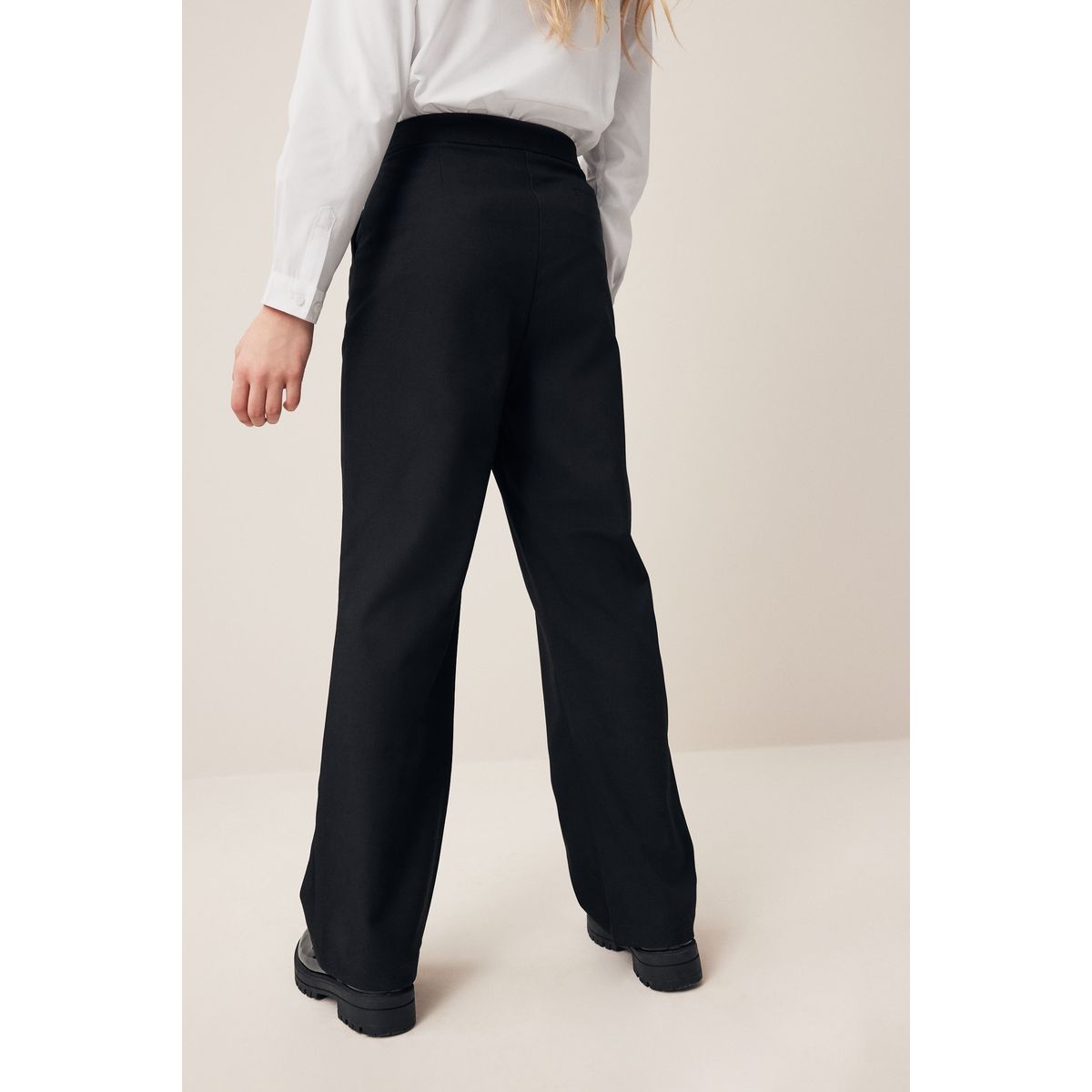 Pantalon d’école sénior évasé à taille haute noir, NEXT