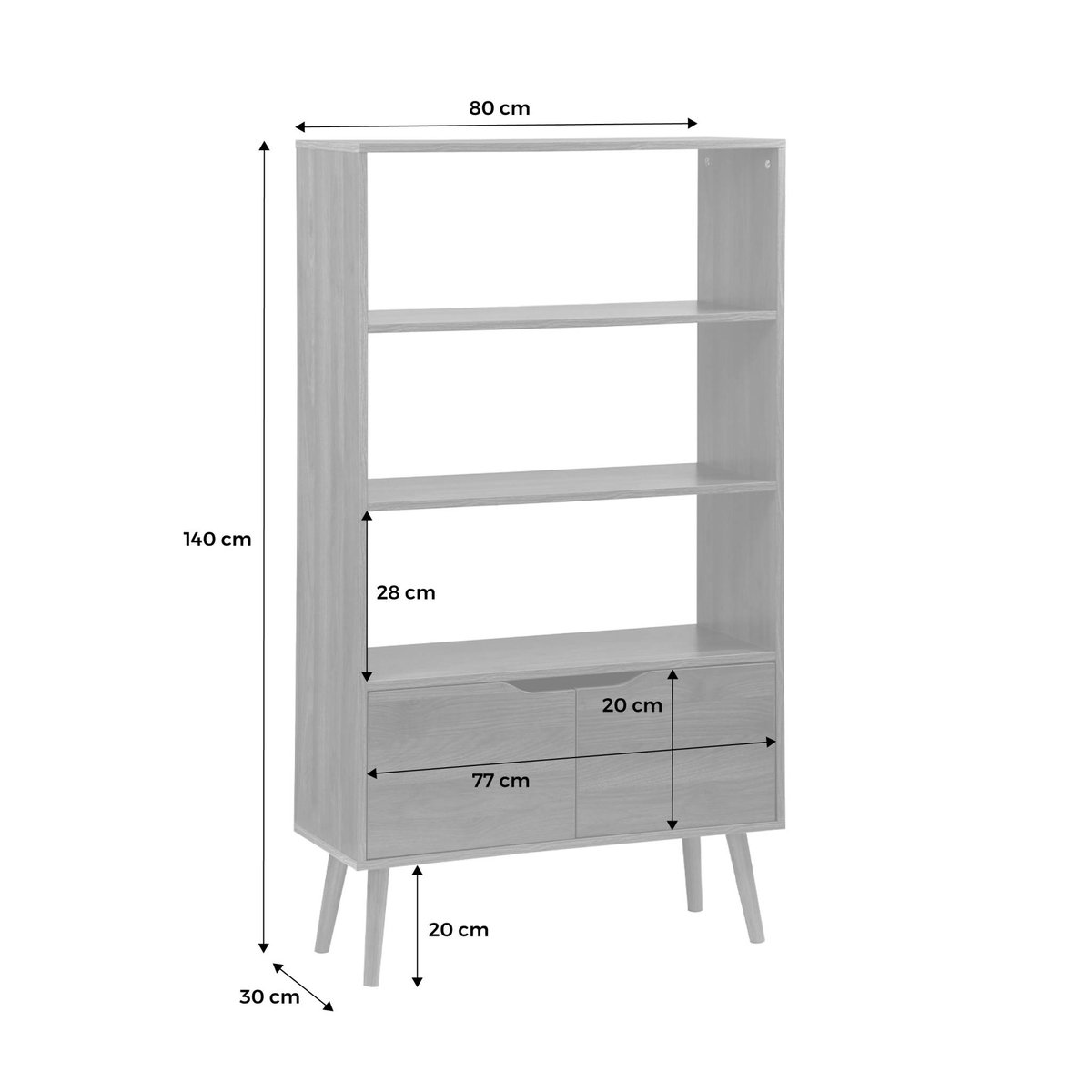 Etagère bibliothèque décor bois de noyer 2 portes 3 niveaux NEPAL noyer, SWEEEK
