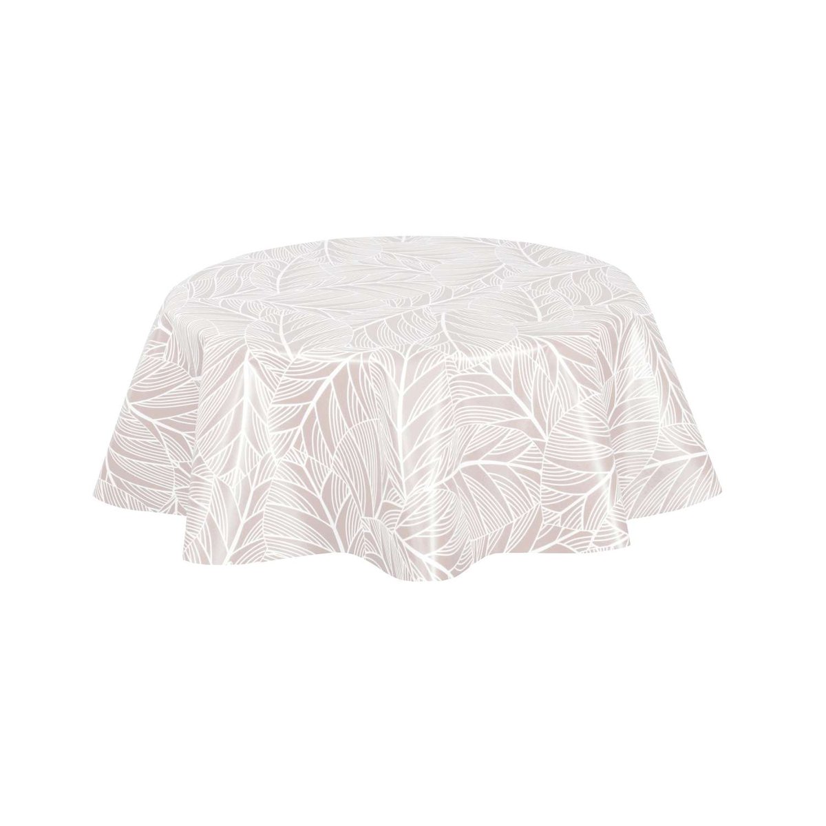 Nappe en toile cirée ronde grand format ELOA ecru, TOILINUX
